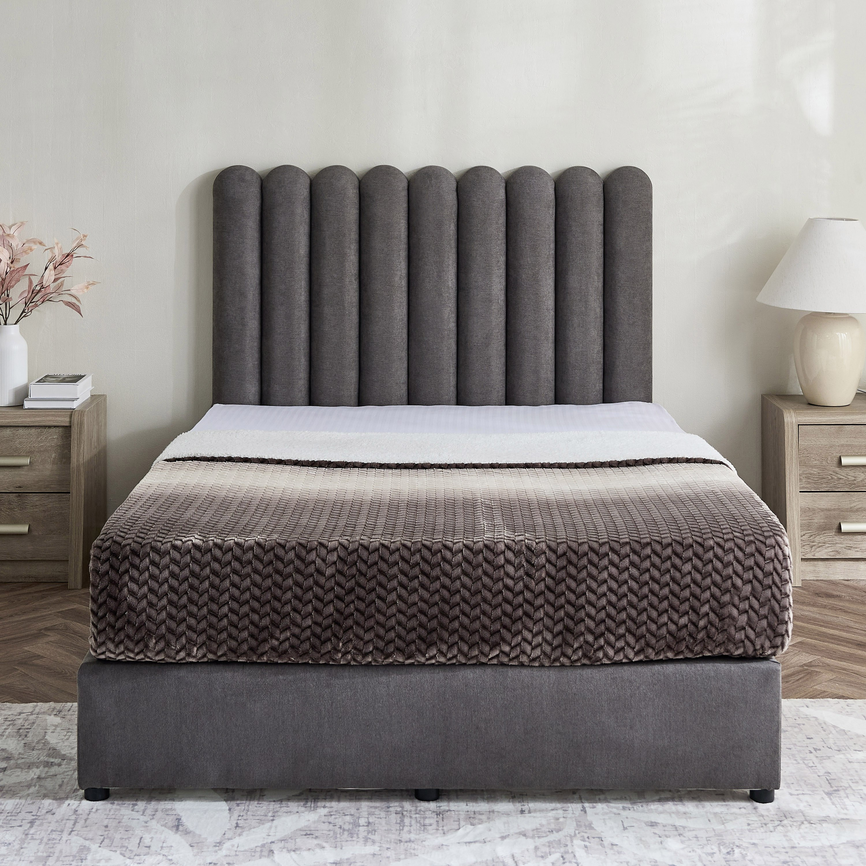 Curvy Haze Upholstered Twin Bed - 120x200 cm-hbxbedroom-bedsandbedsets-upholsteredbeds-twin-image-2