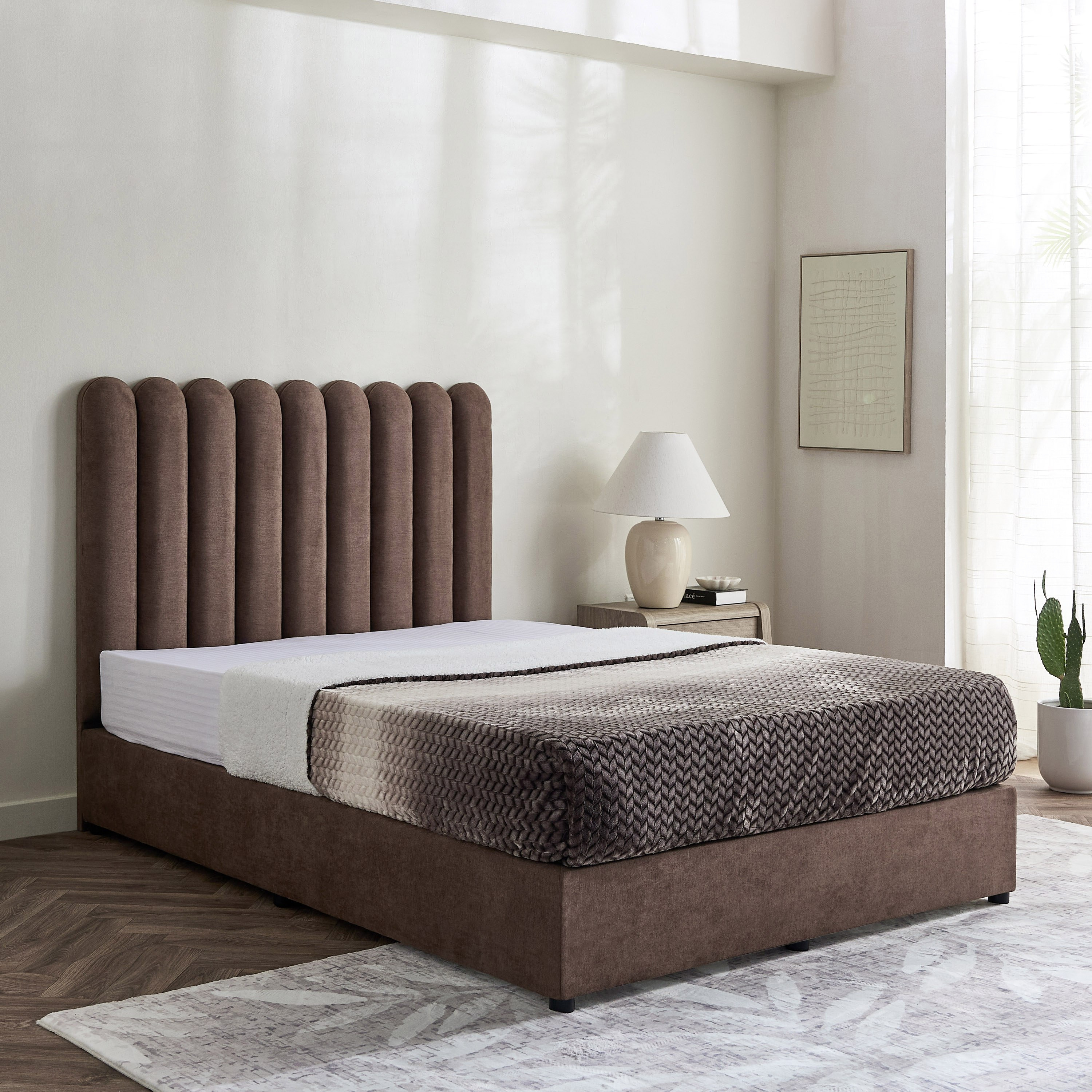 Curvy Haze Upholstered Queen Bed - 140x200 cm-hbxbedroom-bedsandbedsets-beds-queen-image-1