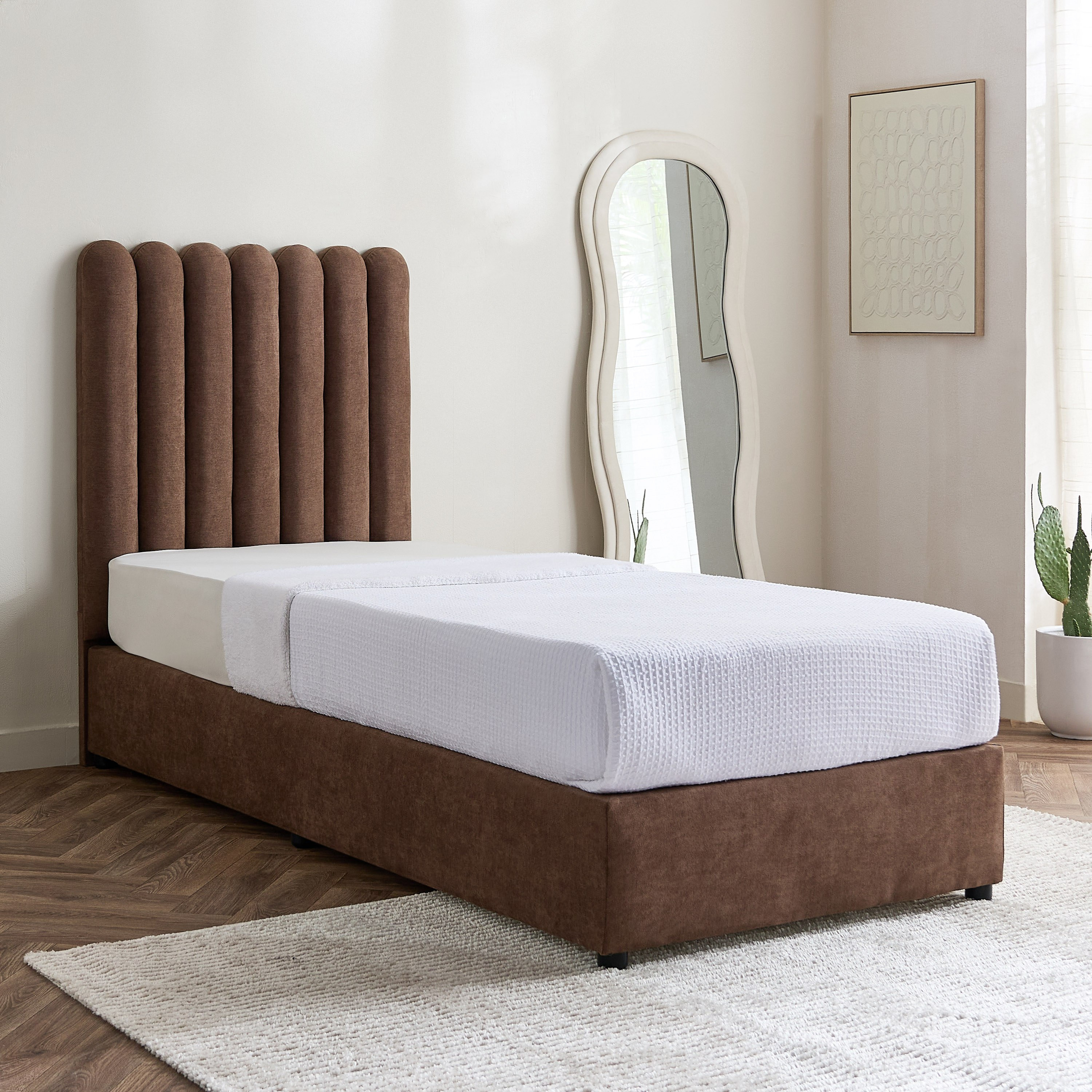 Curvy Haze Upholstered Single Bed - 90x200 cm-hbxkidsandyouth-bedsandbedsets-beds-single-image-1