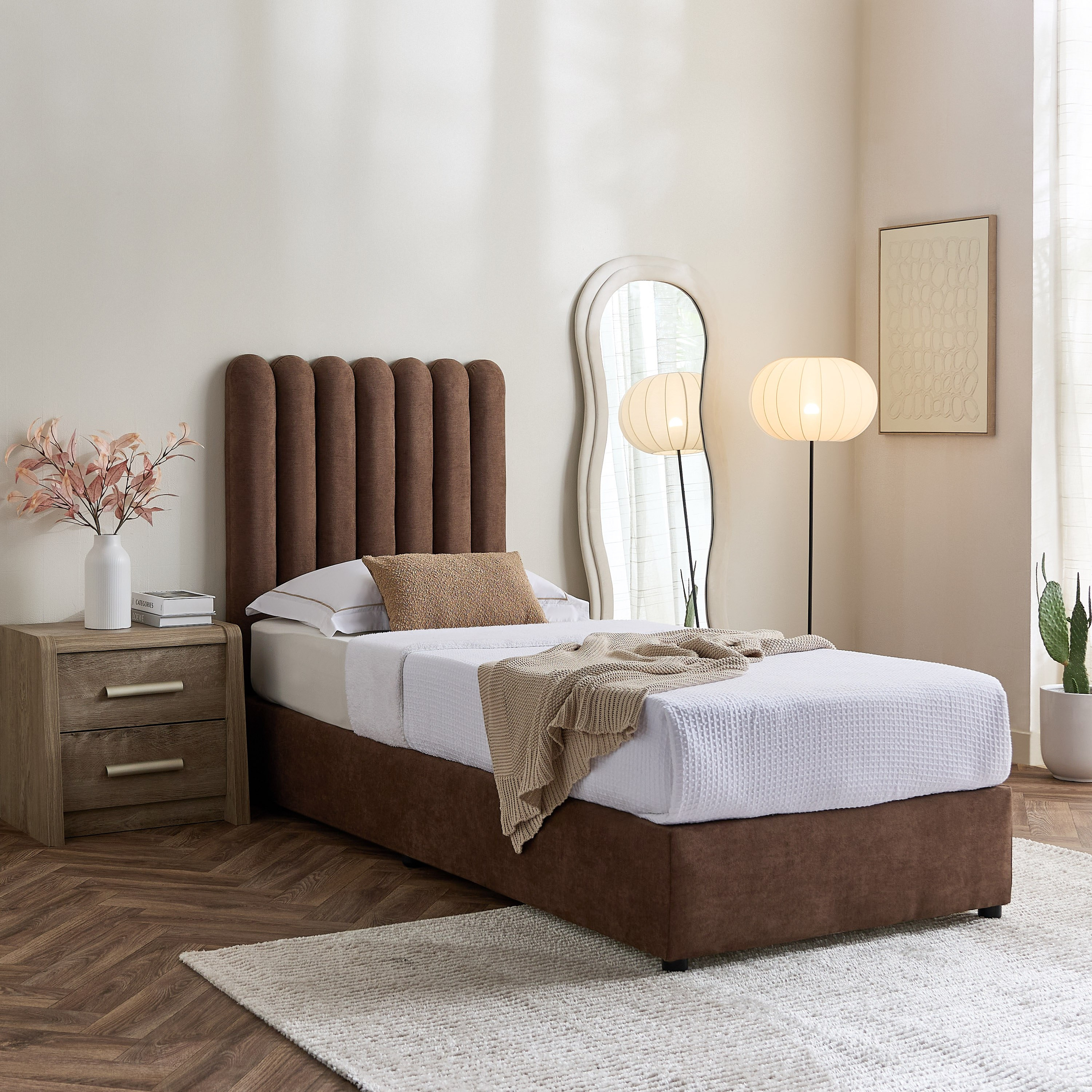 Curvy Haze Upholstered Single Bed - 90x200 cm-hbxkidsandyouth-bedsandbedsets-beds-single-image-7