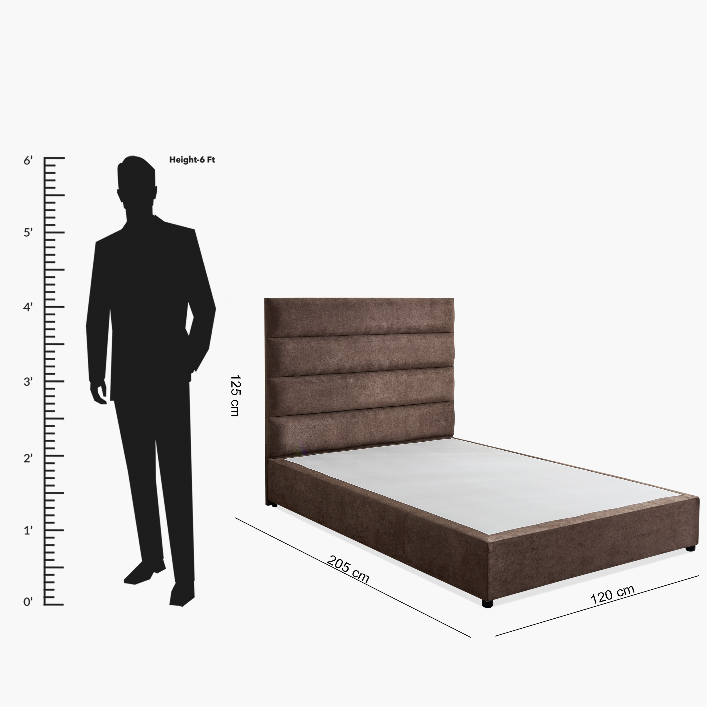 Curvy Linear Upholstered Twin Bed - 120x200 cm-hbxbedroom-bedsandbedsets-upholsteredbeds-twin-image-9