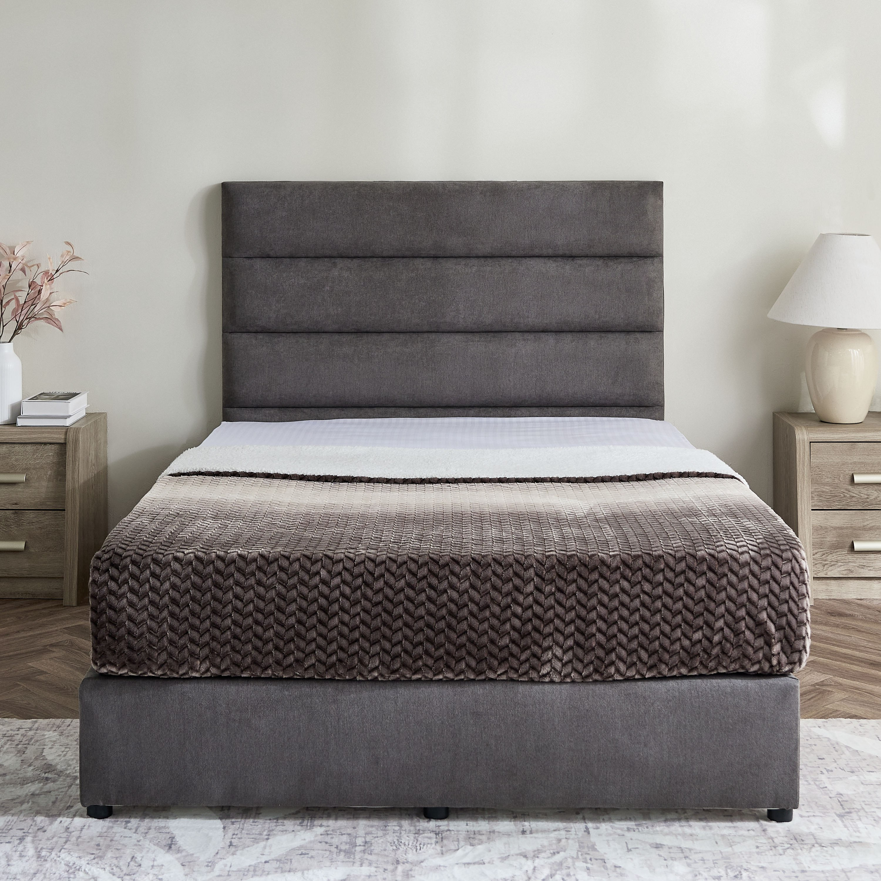 Curvy Linear Upholstered Twin Bed - 120x200 cm-hbxbedroom-bedsandbedsets-upholsteredbeds-twin-image-2