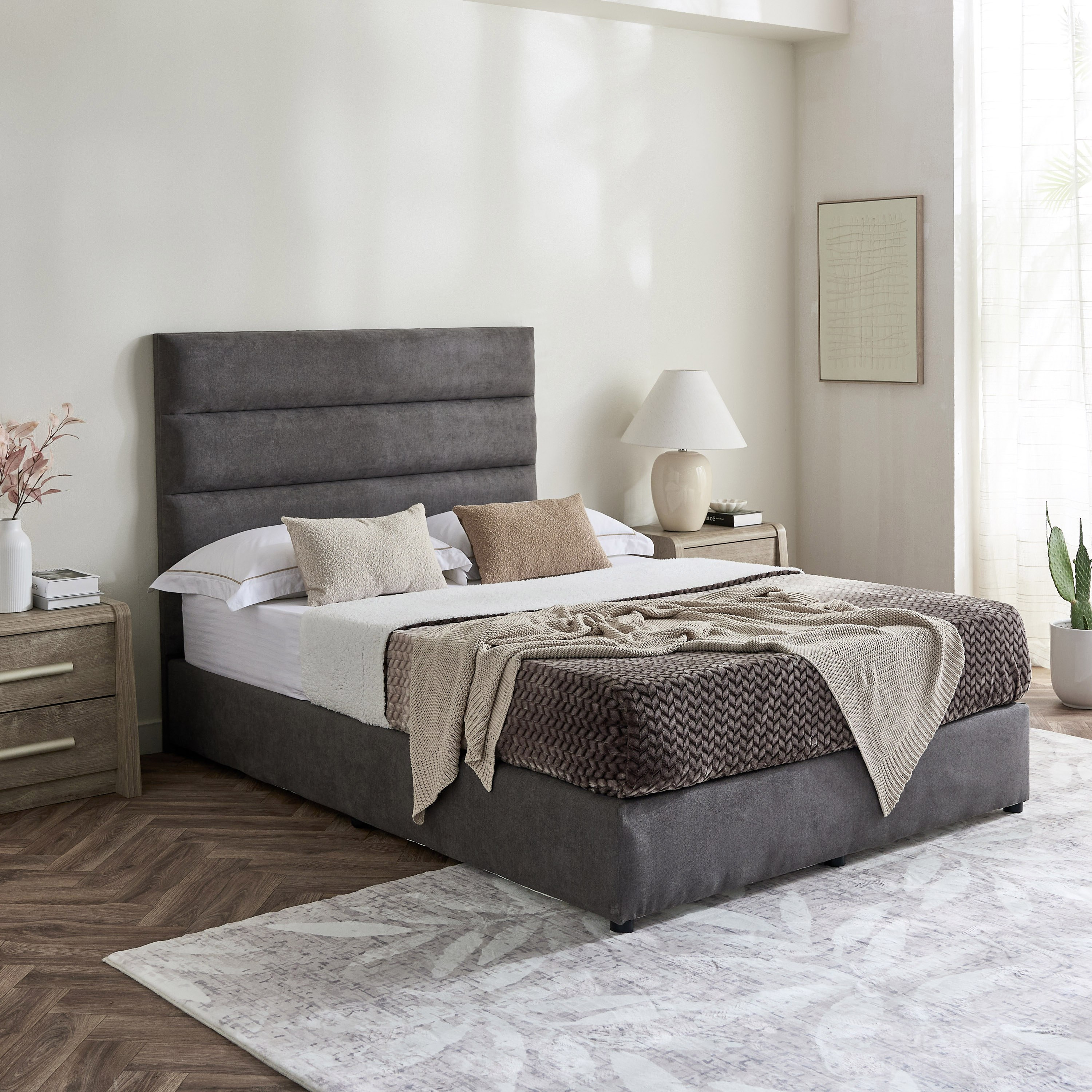 Curvy Linear Upholstered Twin Bed - 120x200 cm-hbxbedroom-bedsandbedsets-upholsteredbeds-twin-image-7