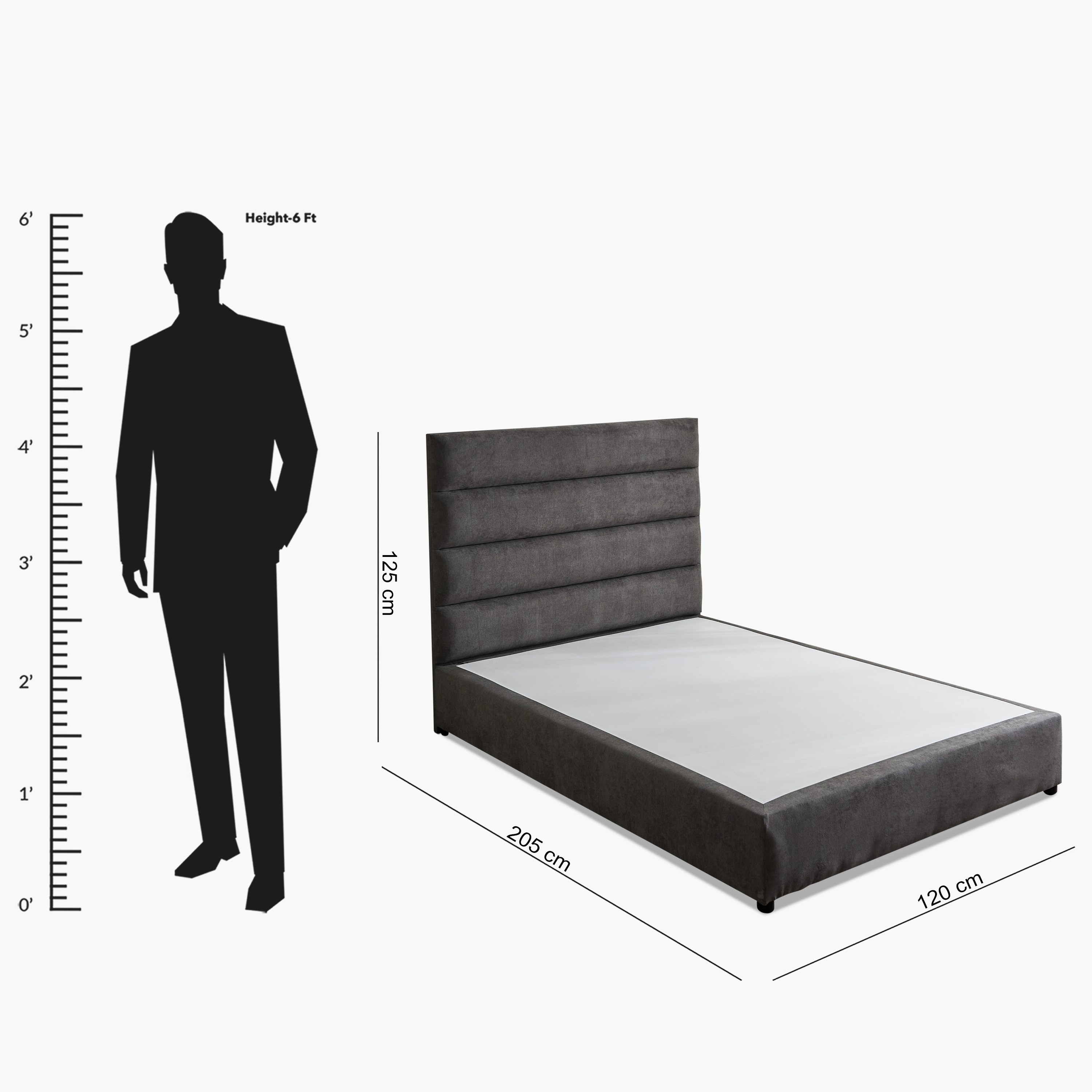 Curvy Linear Upholstered Twin Bed - 120x200 cm-hbxbedroom-bedsandbedsets-upholsteredbeds-twin-image-9