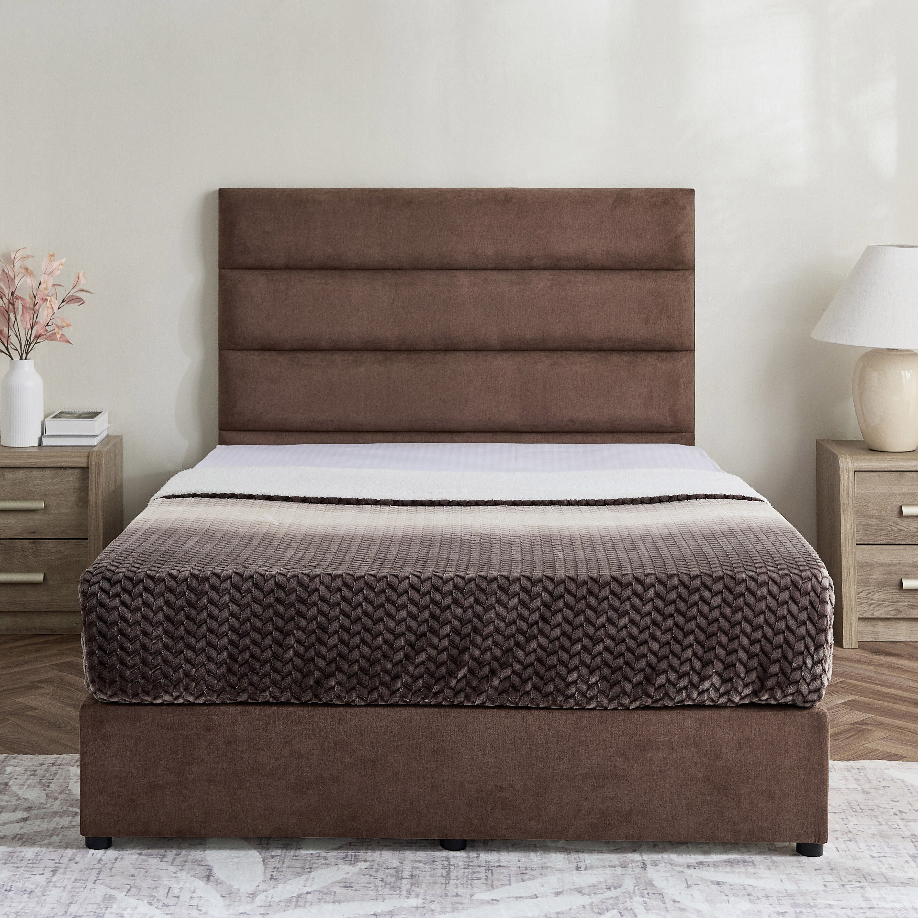 Curvy Linear Upholstered Queen Bed - 140x200 cm-hbxbedroom-bedsandbedsets-beds-queen-image-2