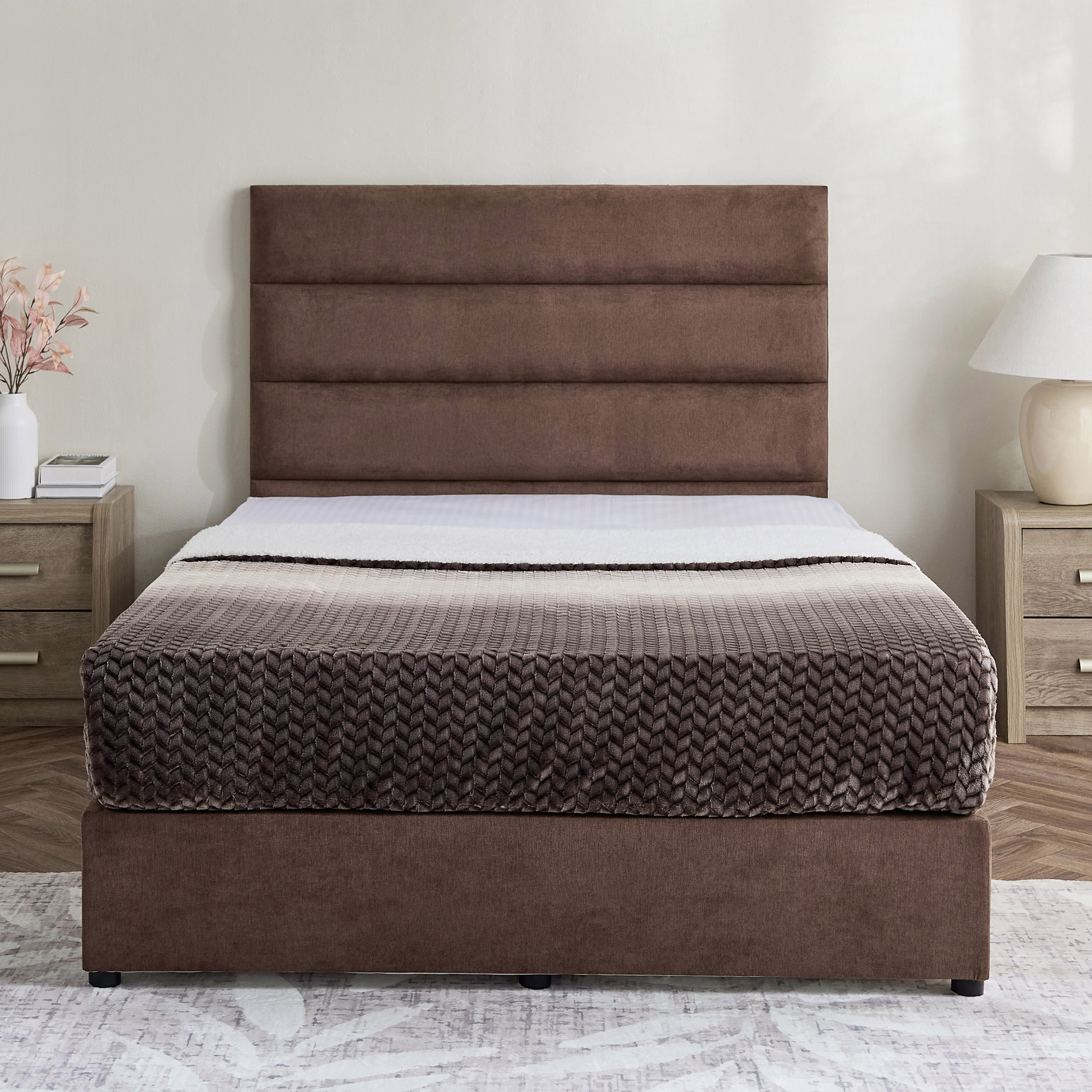 Curvy Linear Upholstered Queen Bed - 160x200 cm-hbxbedroom-bedsandbedsets-beds-queen-image-2