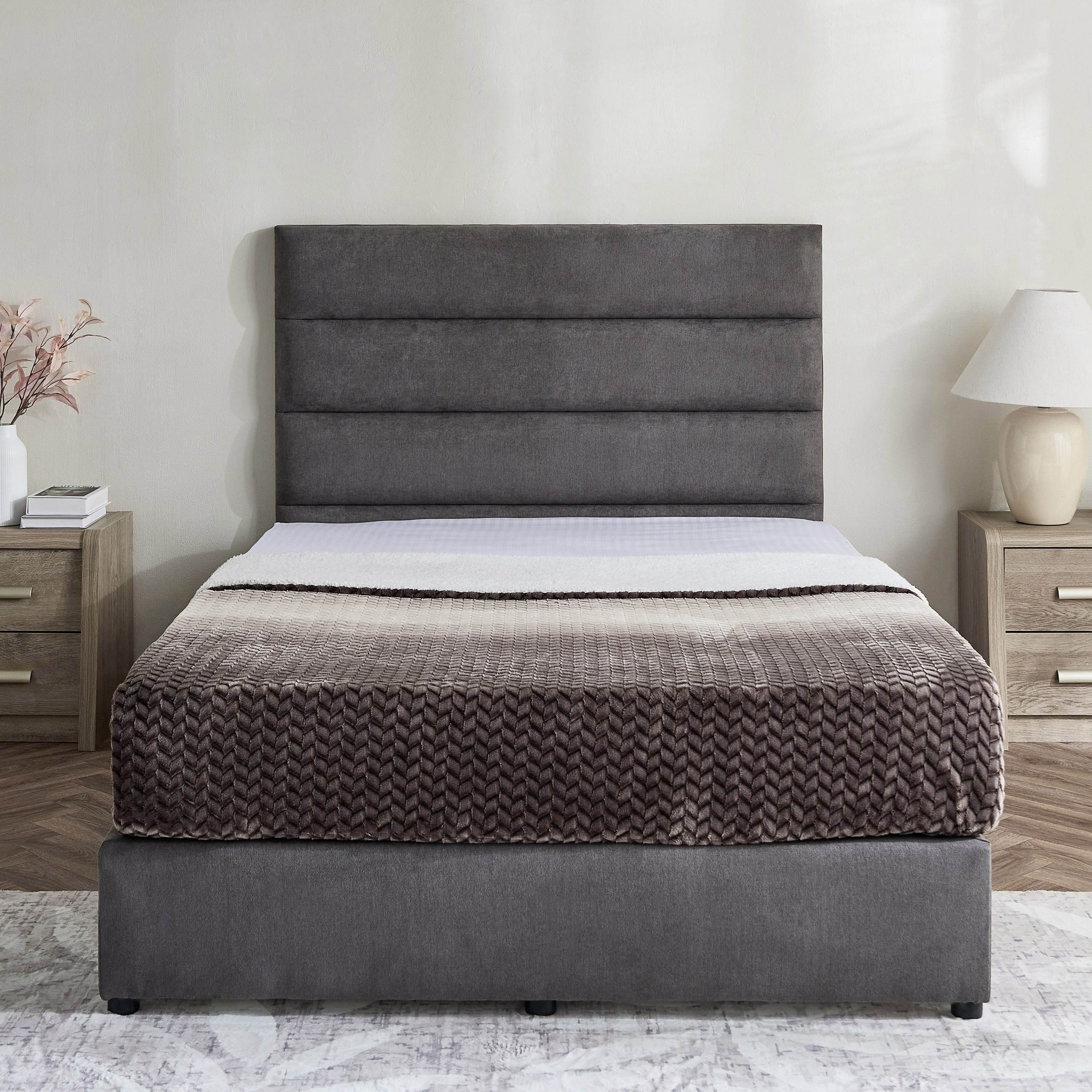 Curvy Linear Upholstered Queen Bed - 160x200 cm-hbxbedroom-bedsandbedsets-beds-queen-image-2