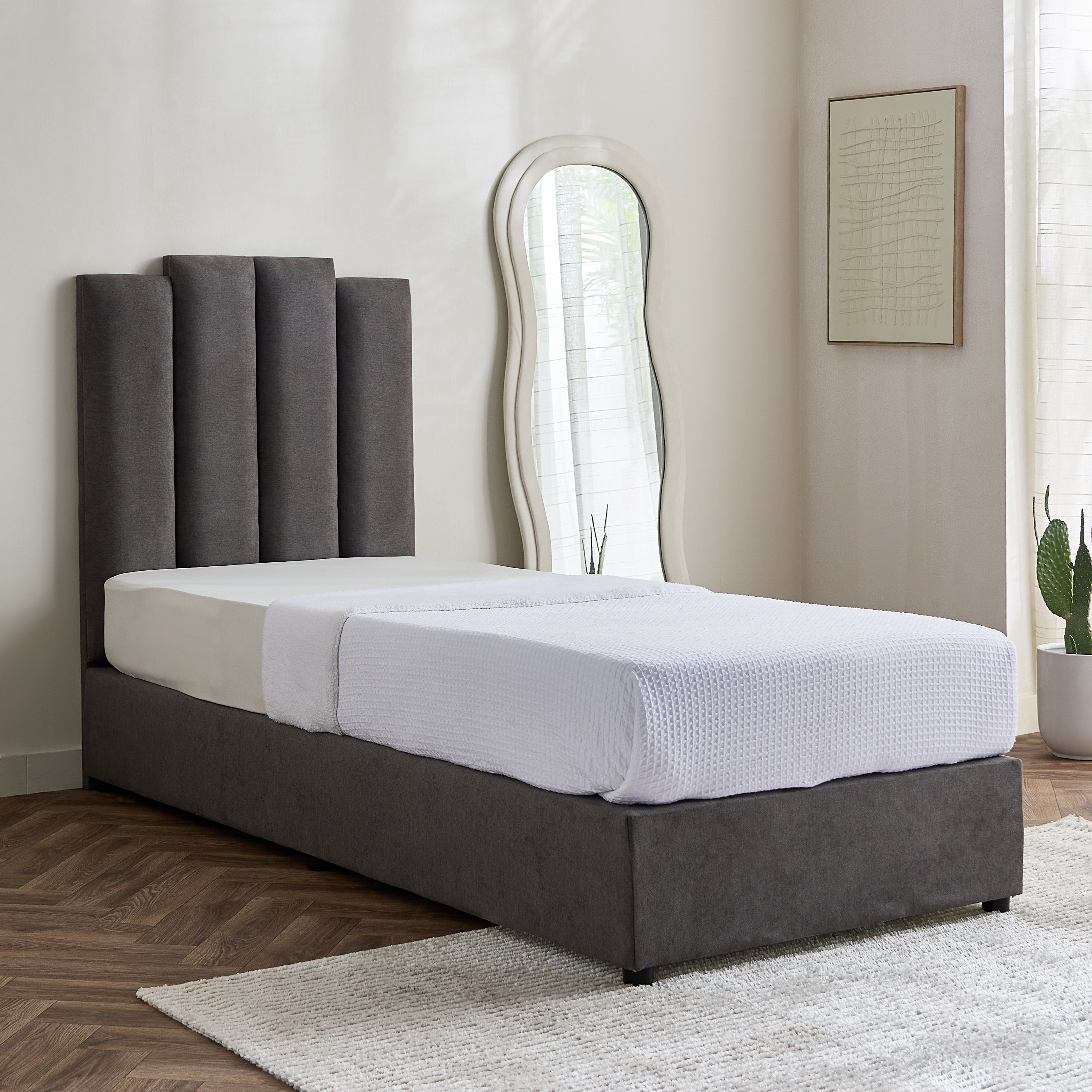 Curvy Riston Upholstered Single Bed - 90x200 cm-hbxkidsandyouth-bedsandbedsets-beds-single-image-1