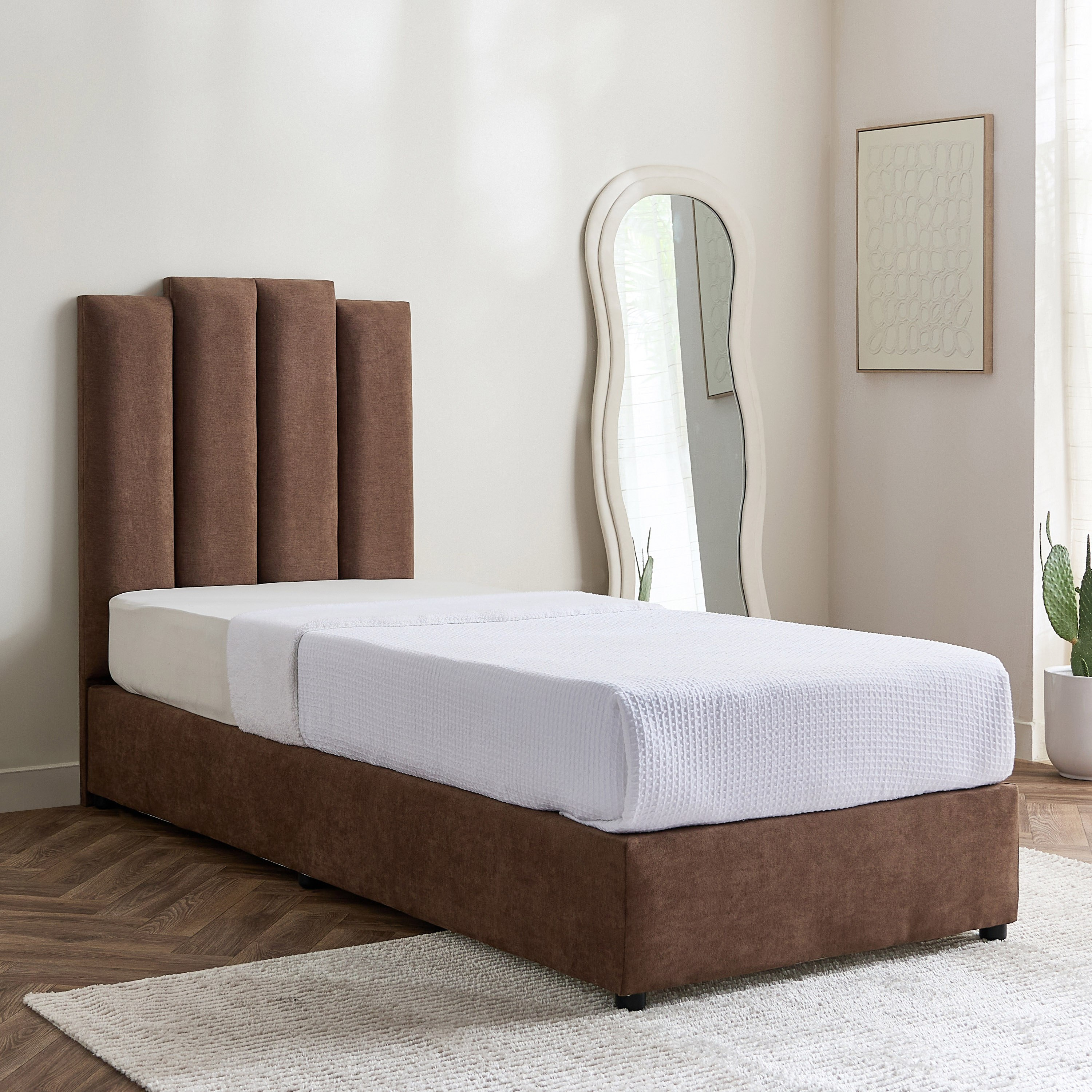 Curvy Riston Upholstered Single Bed - 90x200 cm-hbxkidsandyouth-bedsandbedsets-beds-single-image-1