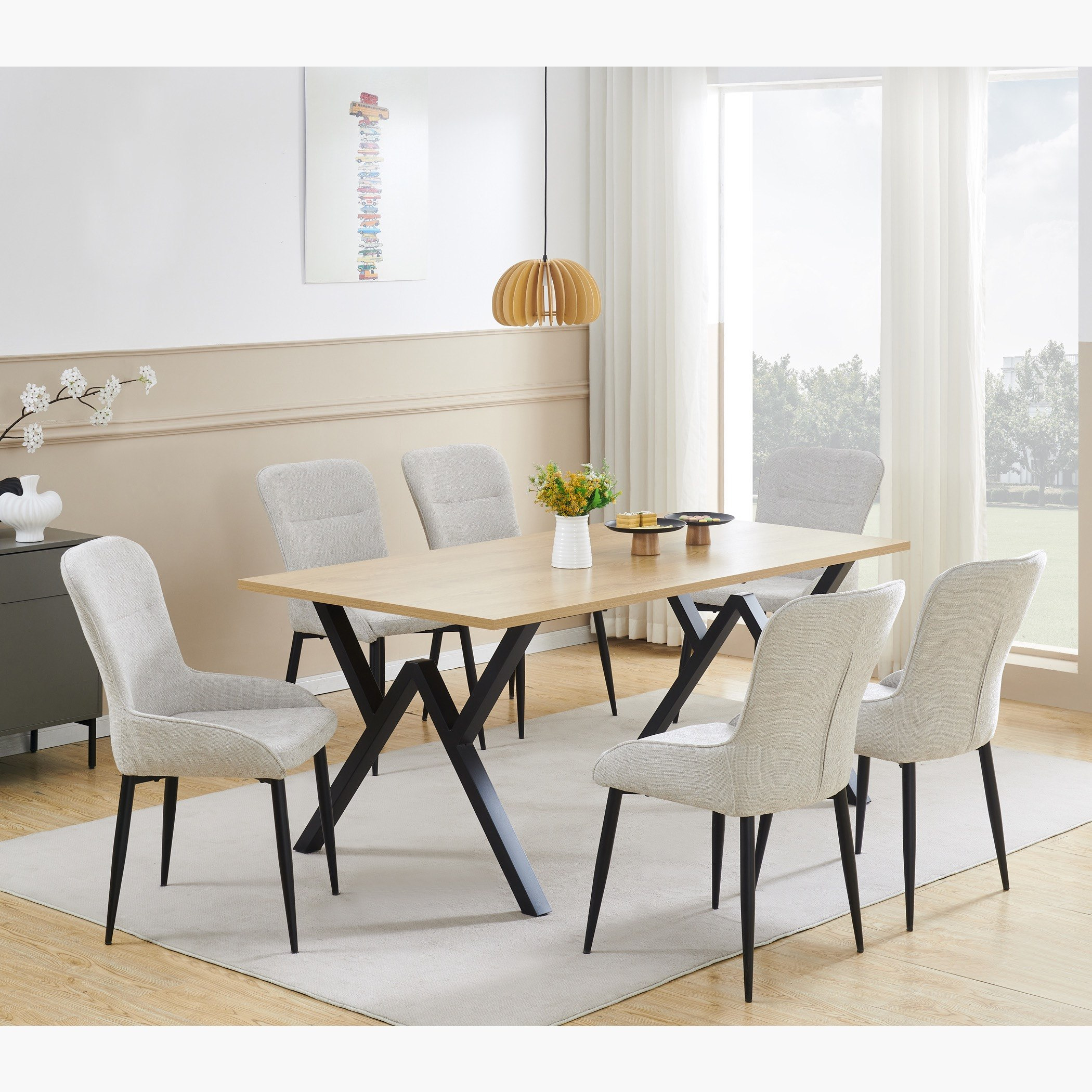 Movo Alister 6-Seater Dining Set-hbxfurniture-diningtablesandsets-diningsets-sixseater-image-1