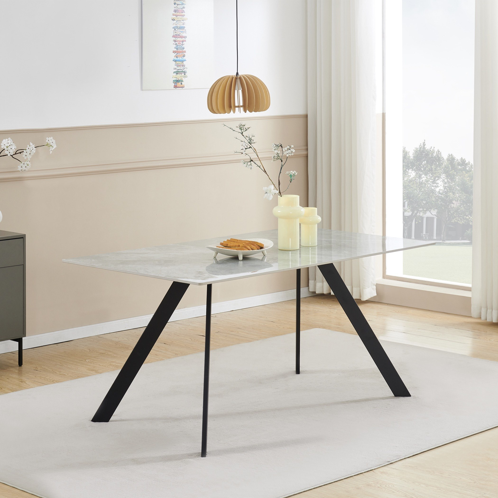 طقم سفرة 6 مقاعد بسطح من الحجر الملبد ترايدوكس من موفو-hbxfurniture-diningtablesandsets-diningsets-sixseater-image-2