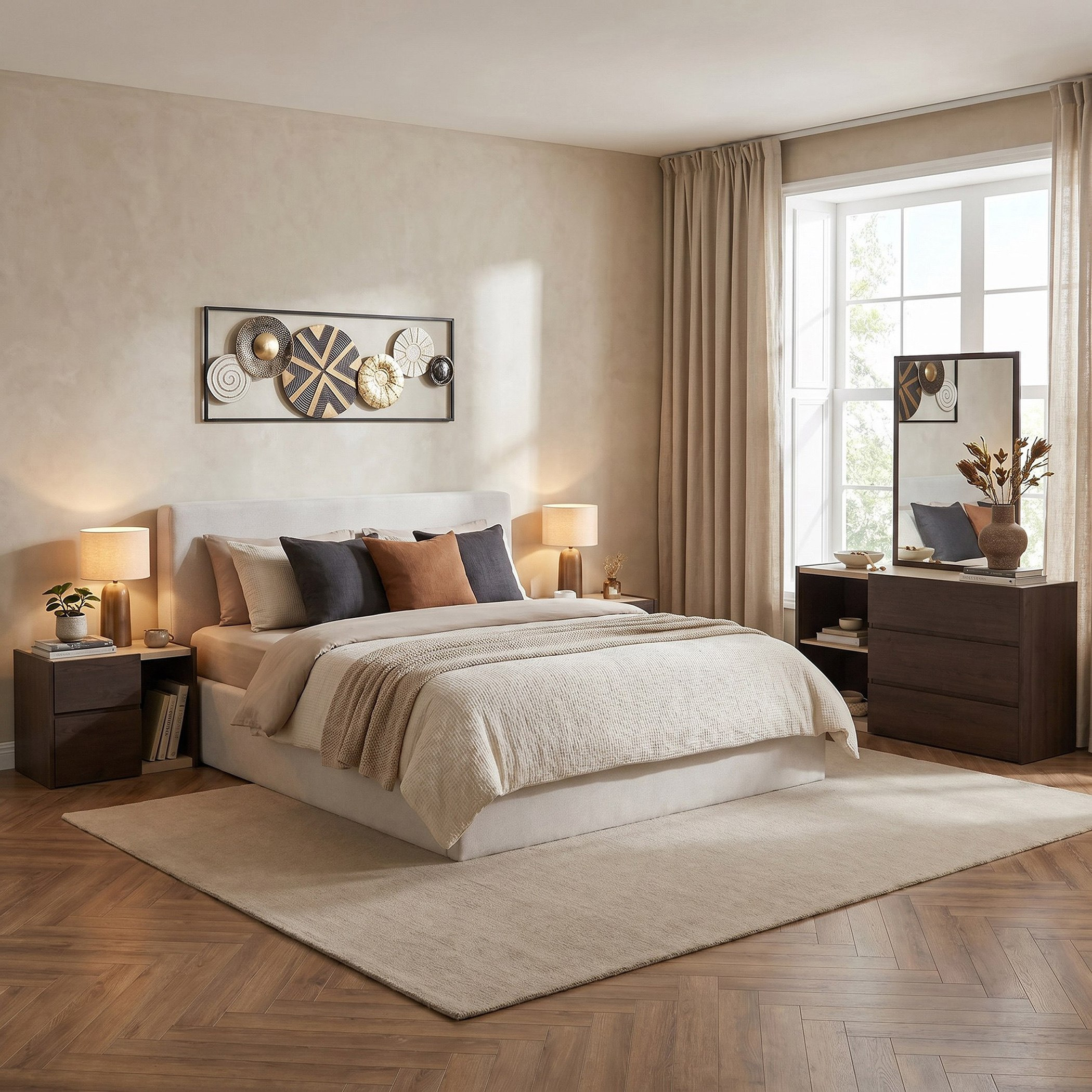 Lombardy Upholstered 5-Piece King Bedroom Set - 180x200 cm-hbxbedroom-bedsandbedsets-bedroomsets-king-image-1