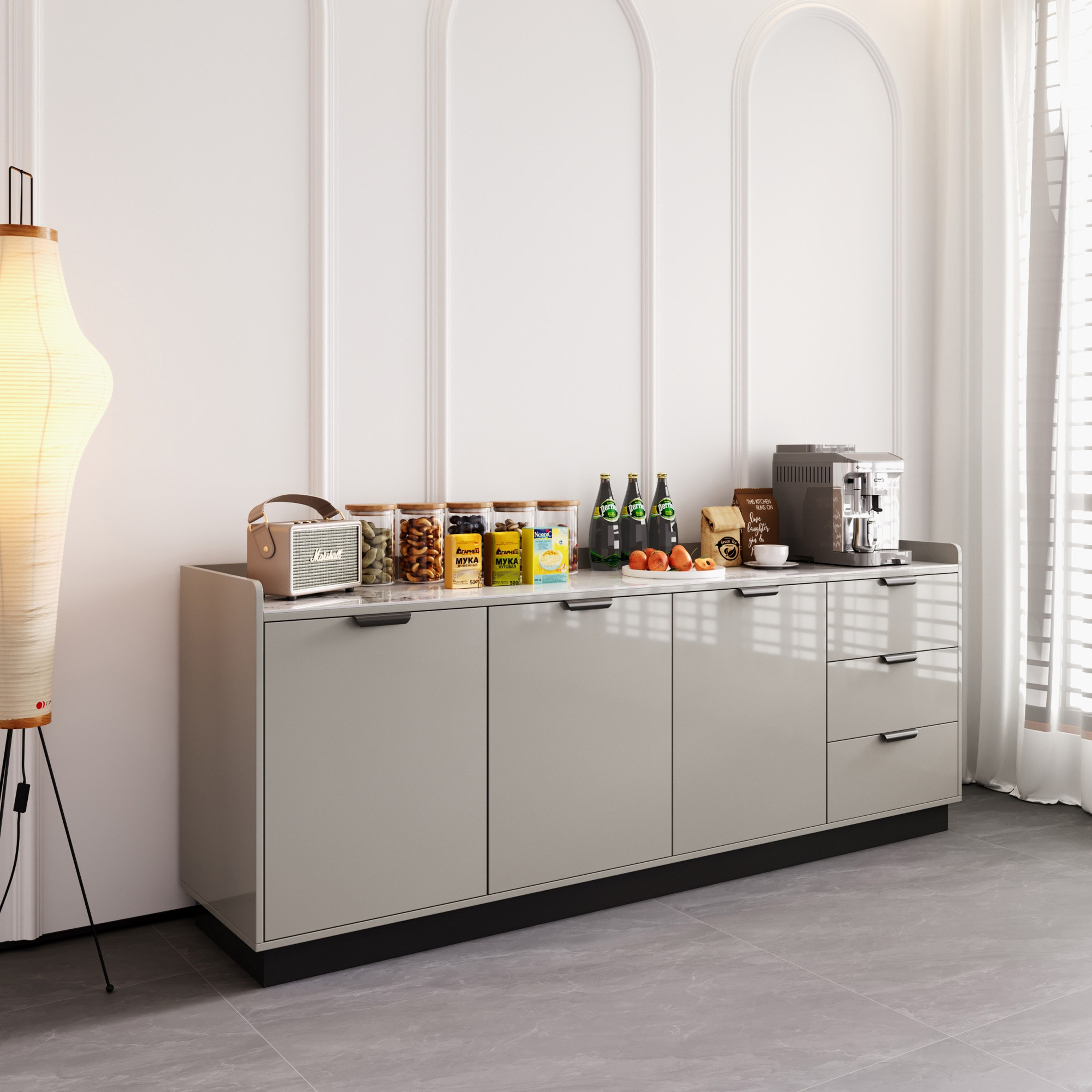 خزانة جانبية 2 متر بسطح حجر ملبد و3 خزن و3 أدراج نيكست من لينتون-hbxfurniture-diningroom-buffetsandsideboards-image-1
