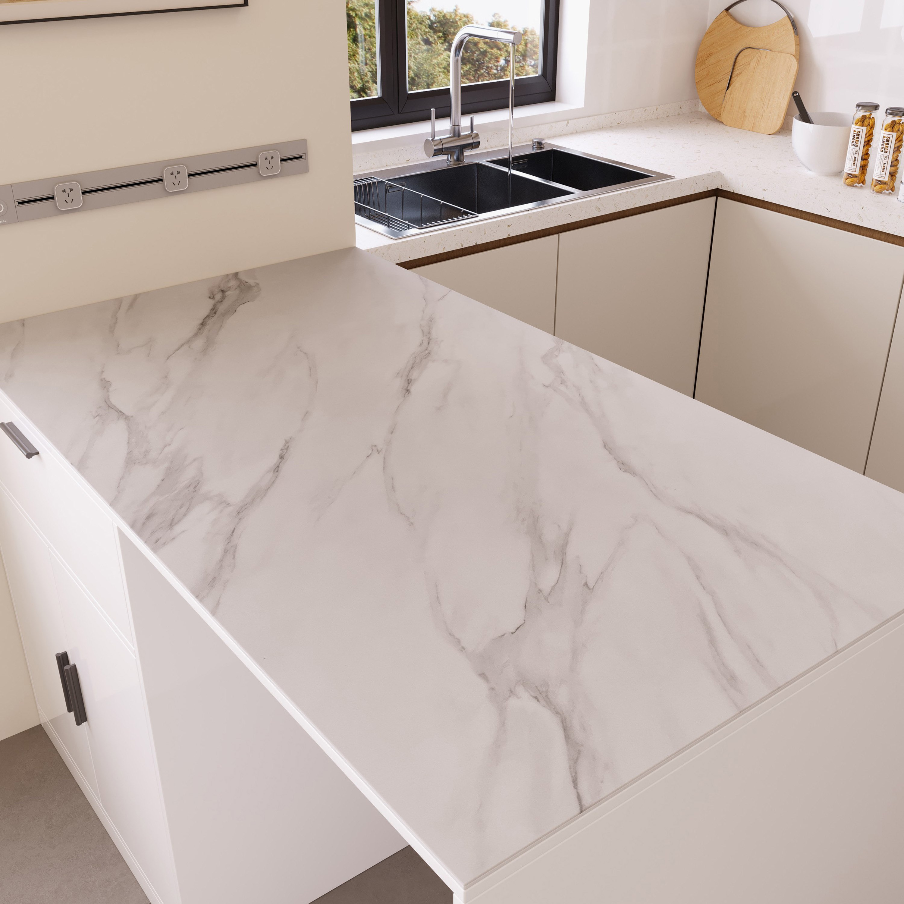 جزيرة مطبخ بسطح من الحجر الملبد ببابين ودرج من مارويل-hbxfurniture-diningroom-buffetsandsideboards-image-11