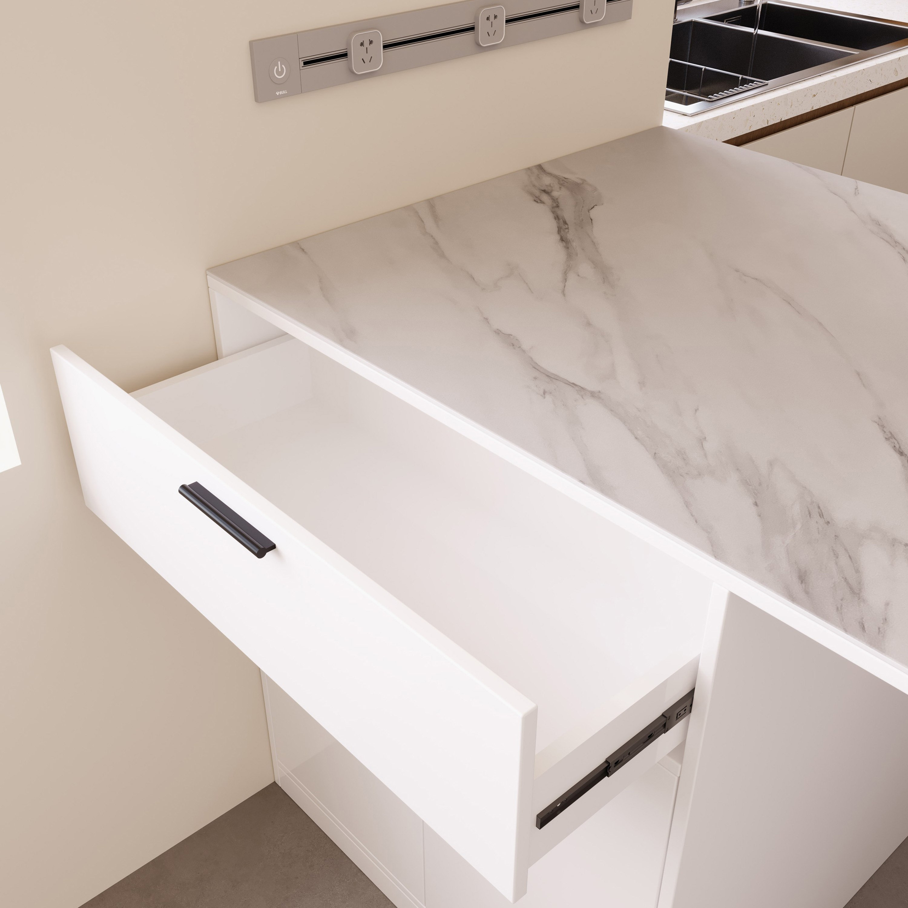 جزيرة مطبخ بسطح من الحجر الملبد ببابين ودرج من مارويل-hbxfurniture-diningroom-buffetsandsideboards-image-12