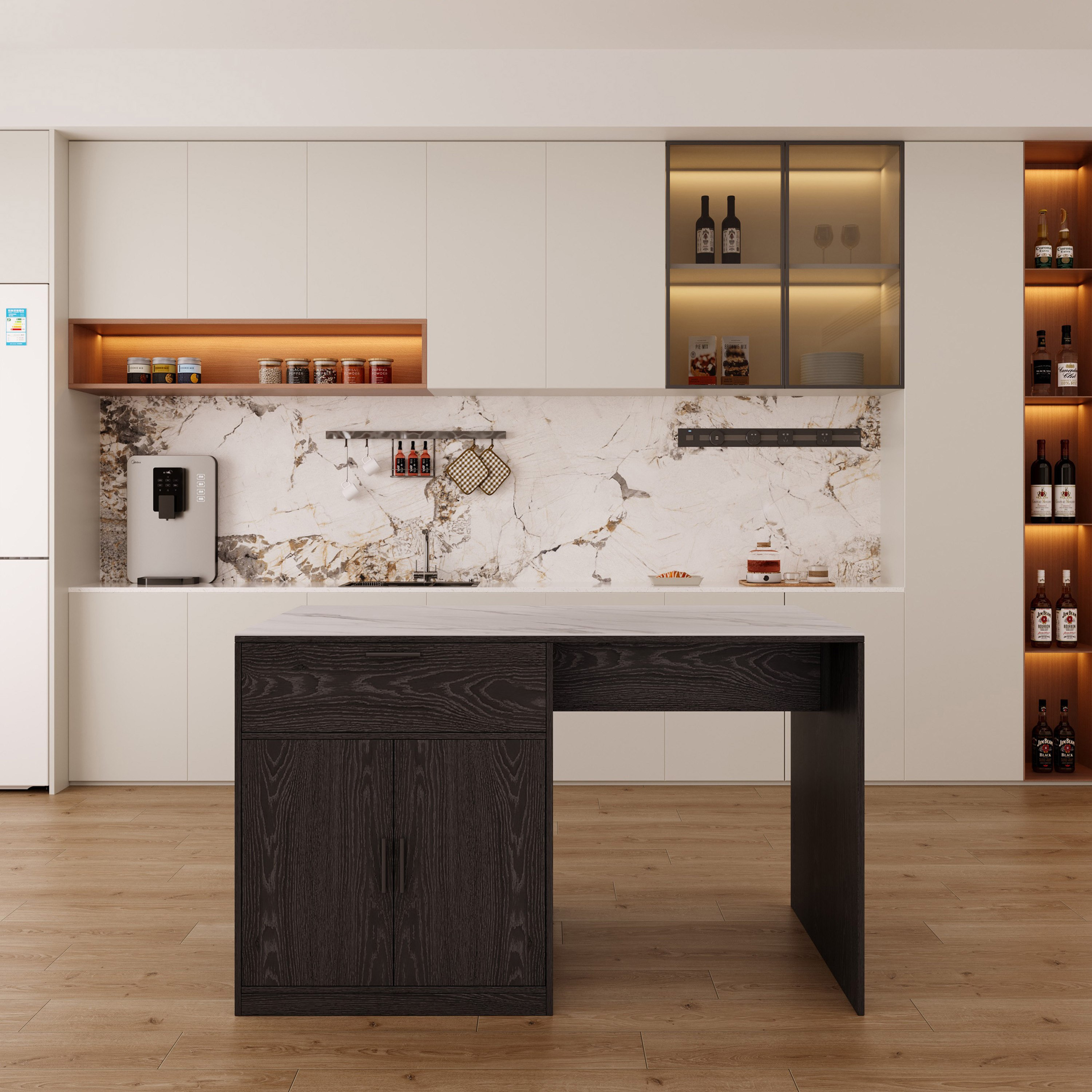 Marwell 2-Door Sintered Stone Top Kitchen Island with 1 Drawer-hbxfurniture-diningroom-buffetsandsideboards-image-1