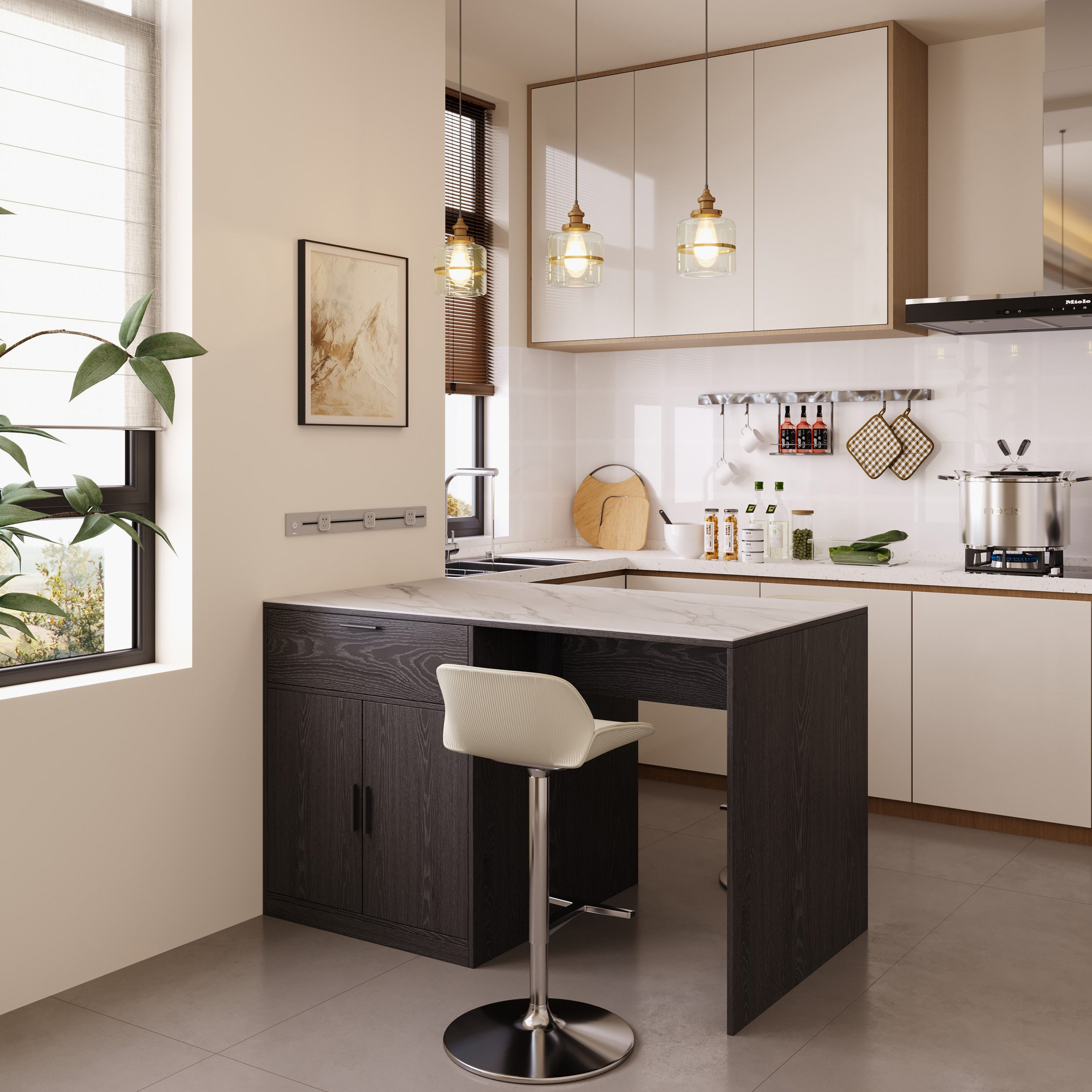 Marwell 2-Door Sintered Stone Top Kitchen Island with 1 Drawer-hbxfurniture-diningroom-buffetsandsideboards-image-2