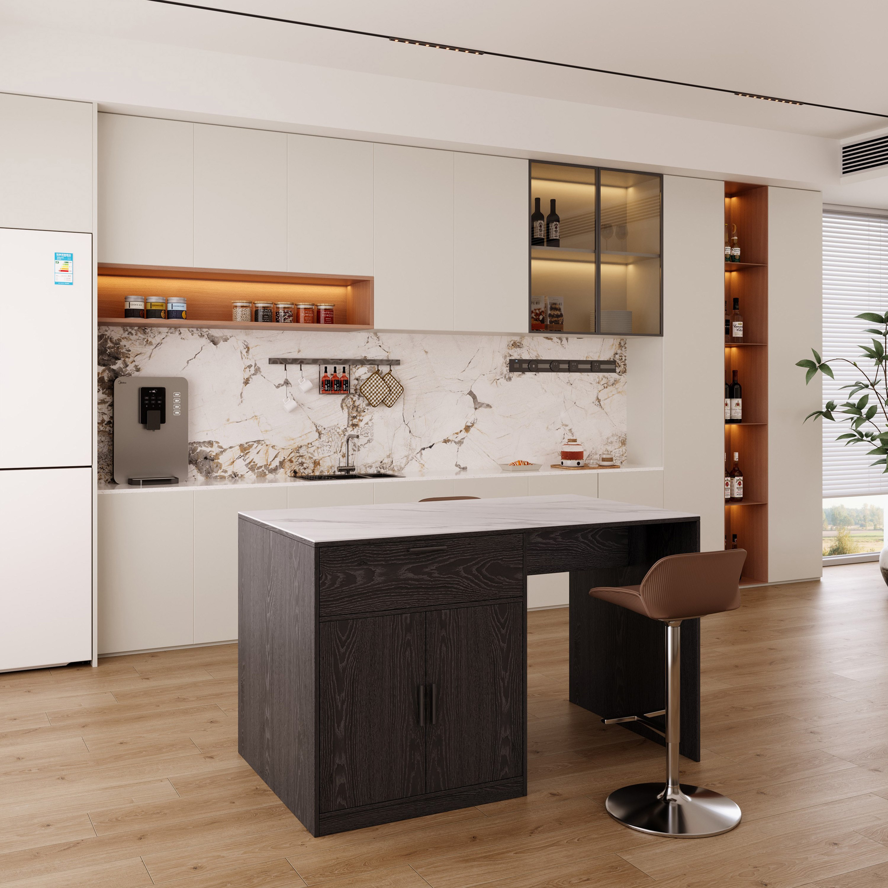 Marwell 2-Door Sintered Stone Top Kitchen Island with 1 Drawer-hbxfurniture-diningroom-buffetsandsideboards-image-3