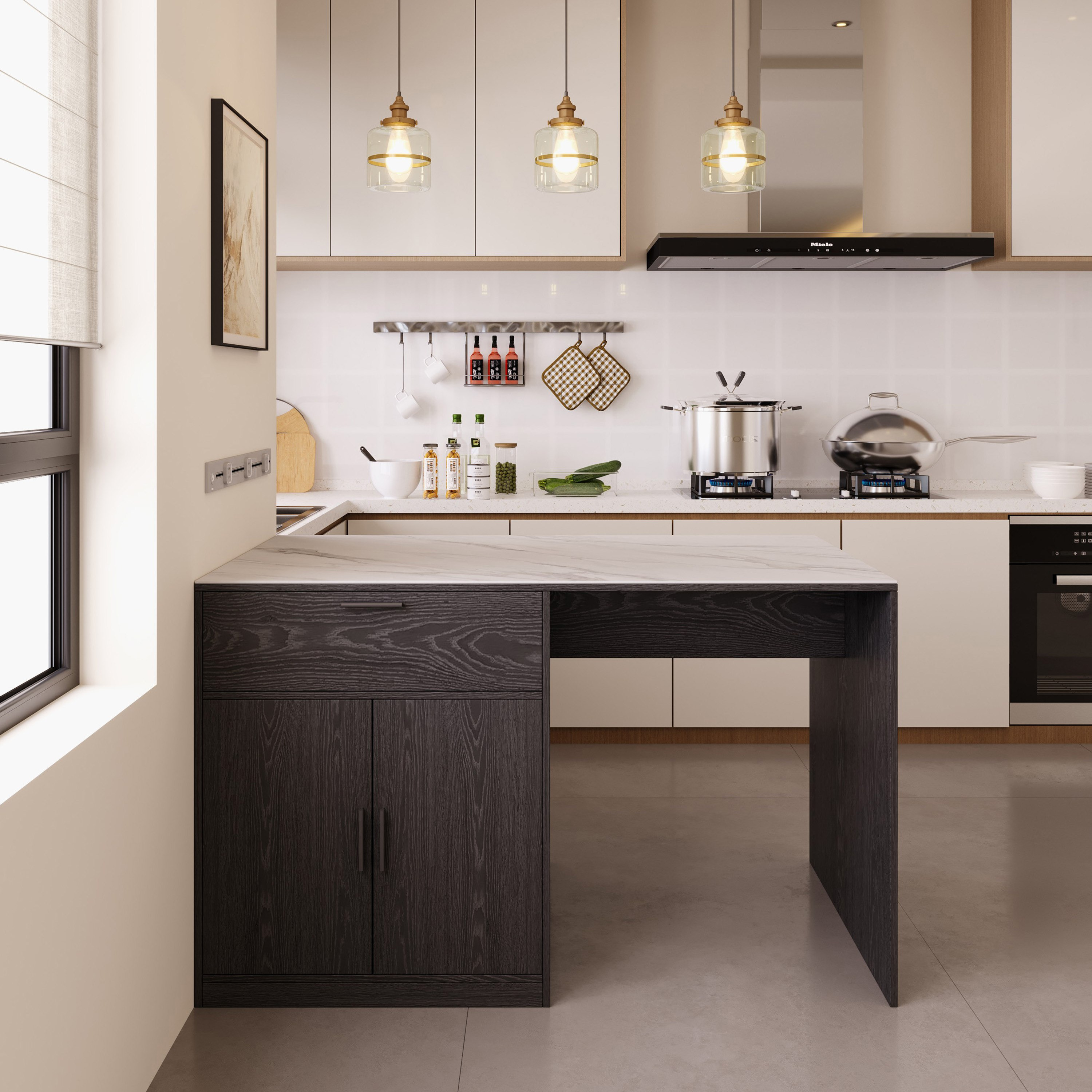 Marwell 2-Door Sintered Stone Top Kitchen Island with 1 Drawer-hbxfurniture-diningroom-buffetsandsideboards-image-4