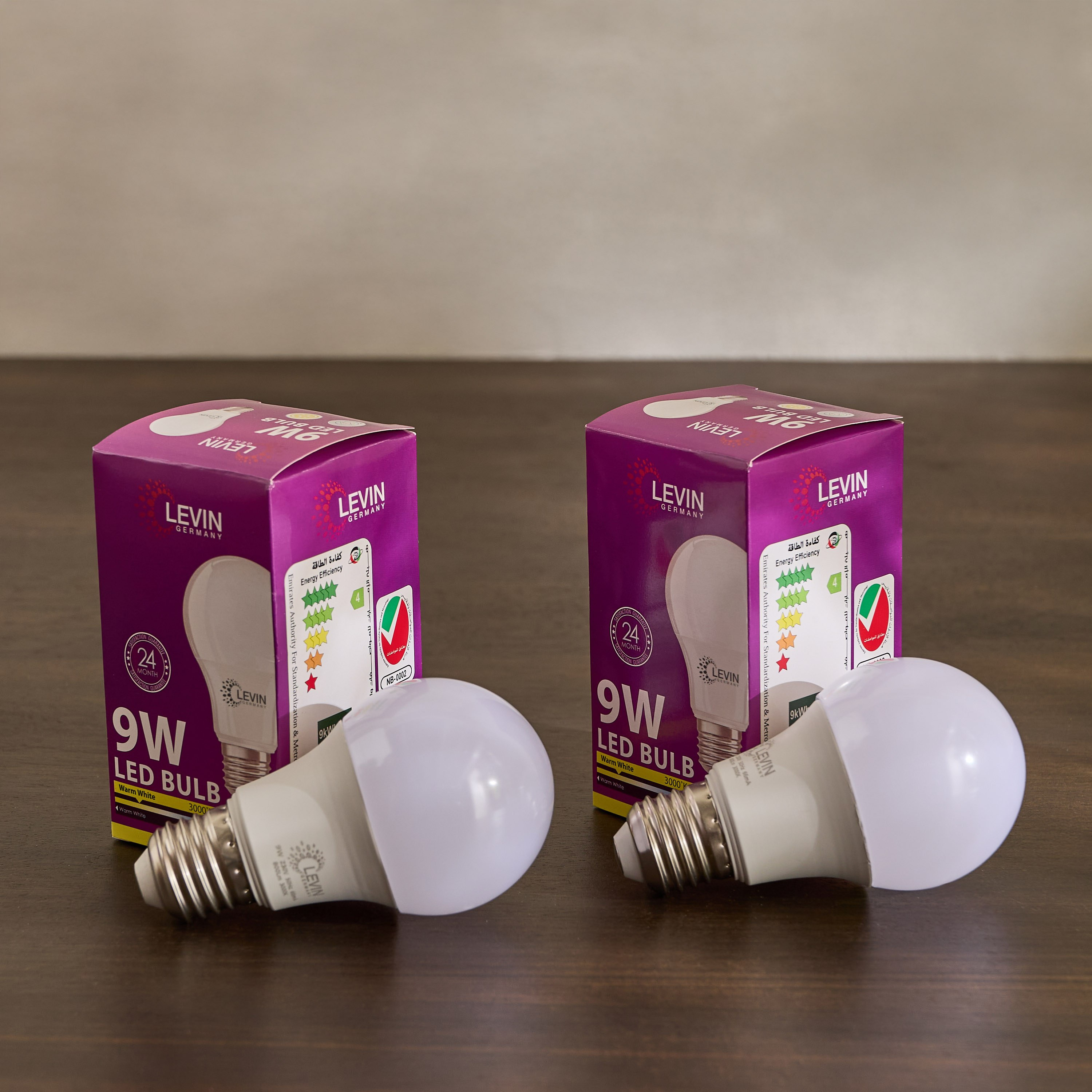 مصباح ليد بقدرة 9 واط بقاعدة E27 بضوء دافئ 3000 كلفن من ليفين - طقم من قطعتين-hbxhomeware-hbxlivingroom-image-2