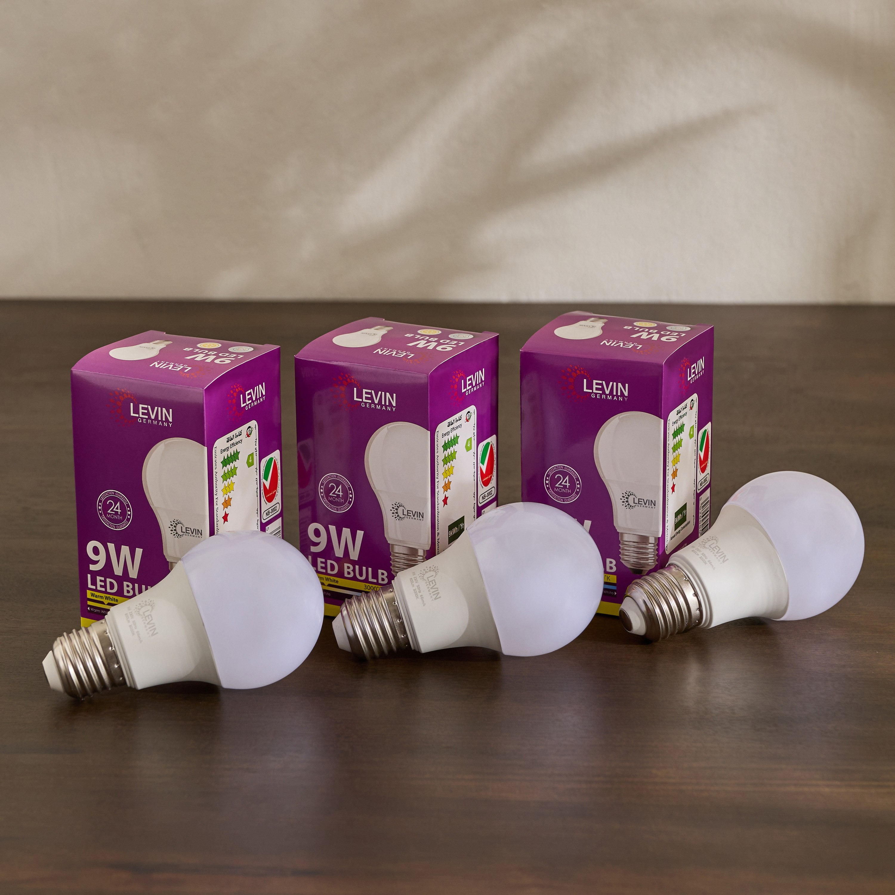 LEVIN LED 9W E27 3000K Warm Light A-Bulb - Set of 3-hbxhomeware-hbxlivingroom-image-2