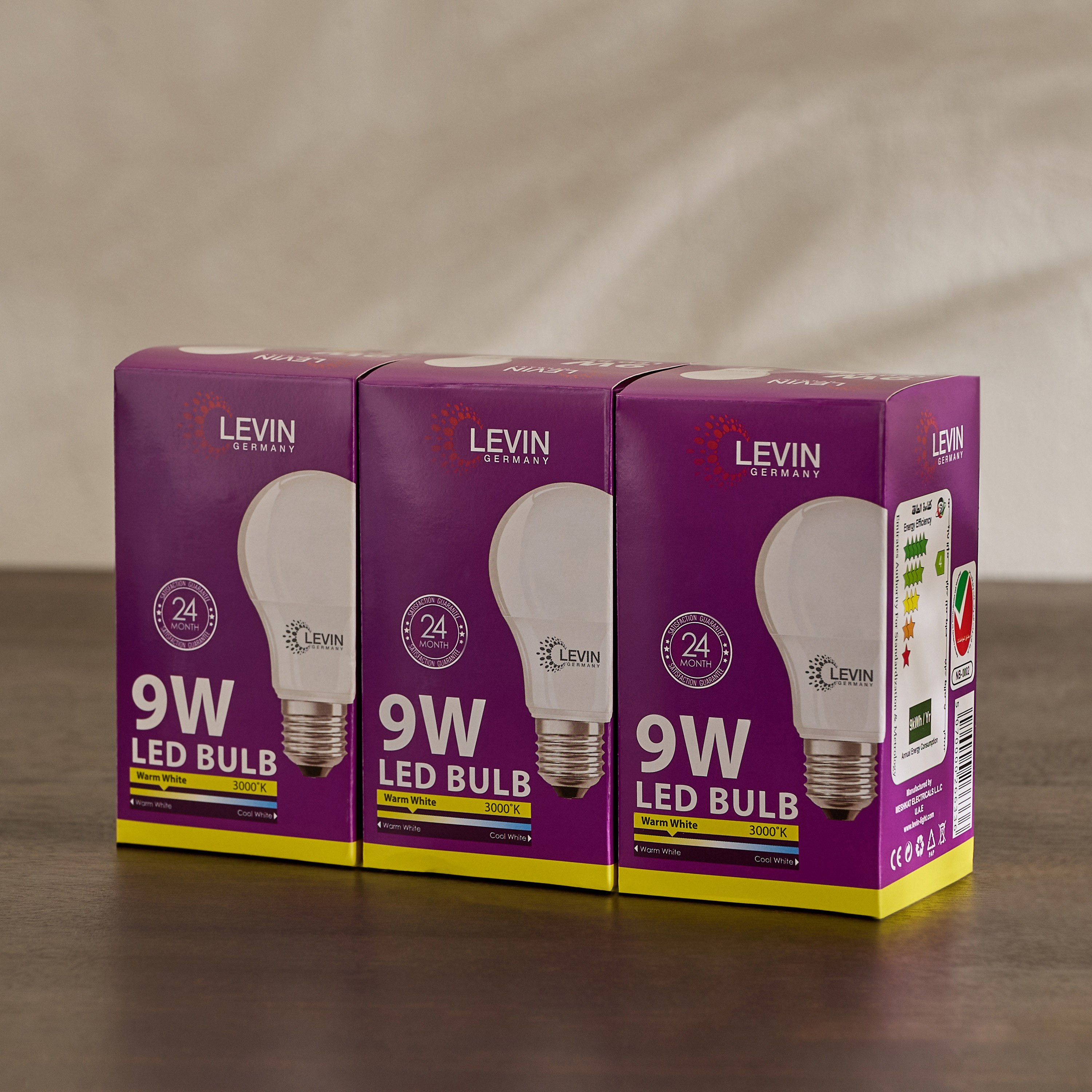 LEVIN LED 9W E27 3000K Warm Light A-Bulb - Set of 3-hbxhomeware-hbxlivingroom-image-3