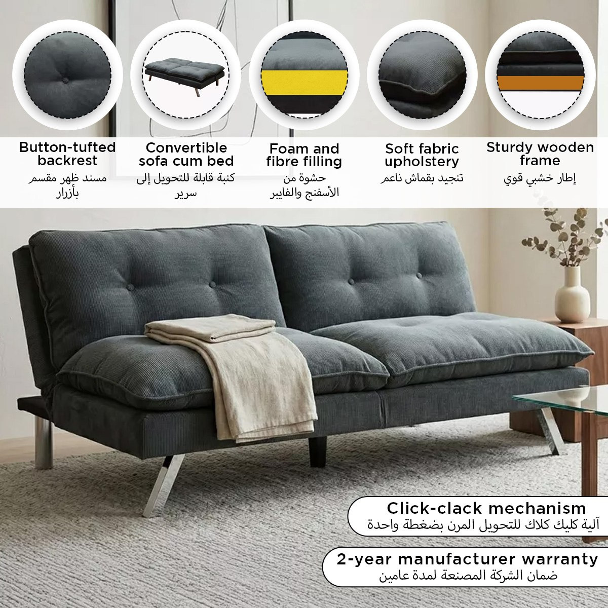 Movo Camden 3-Seater Fabric Sofa Bed-hbxfurniture-sofasandarmchairs-sofabeds-image-8