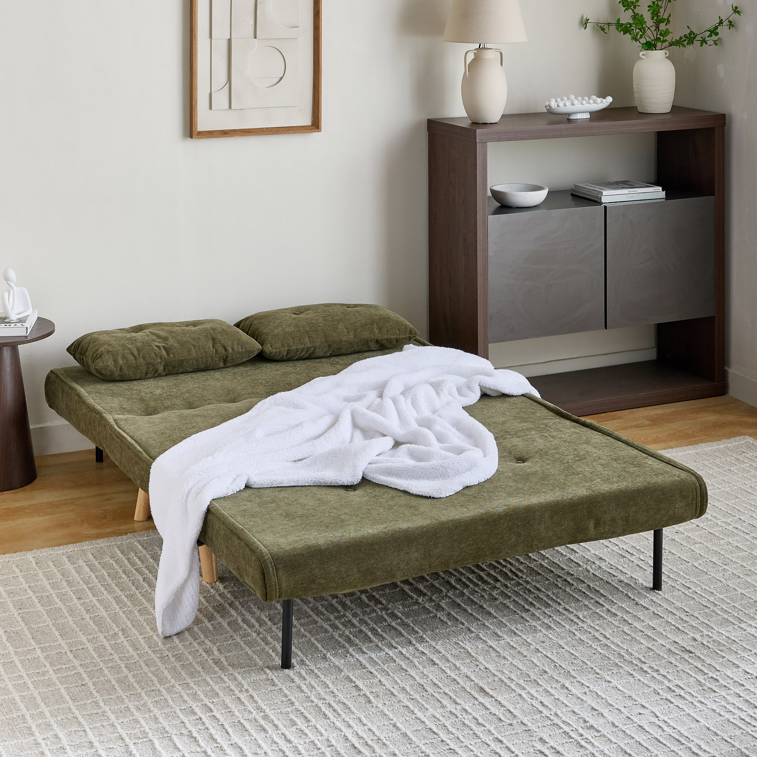 Movo Lisbon 2-Seater Fabric Sofa Bed with 2 Back Cushions-hbxfurniture-sofasandarmchairs-sofabeds-image-2
