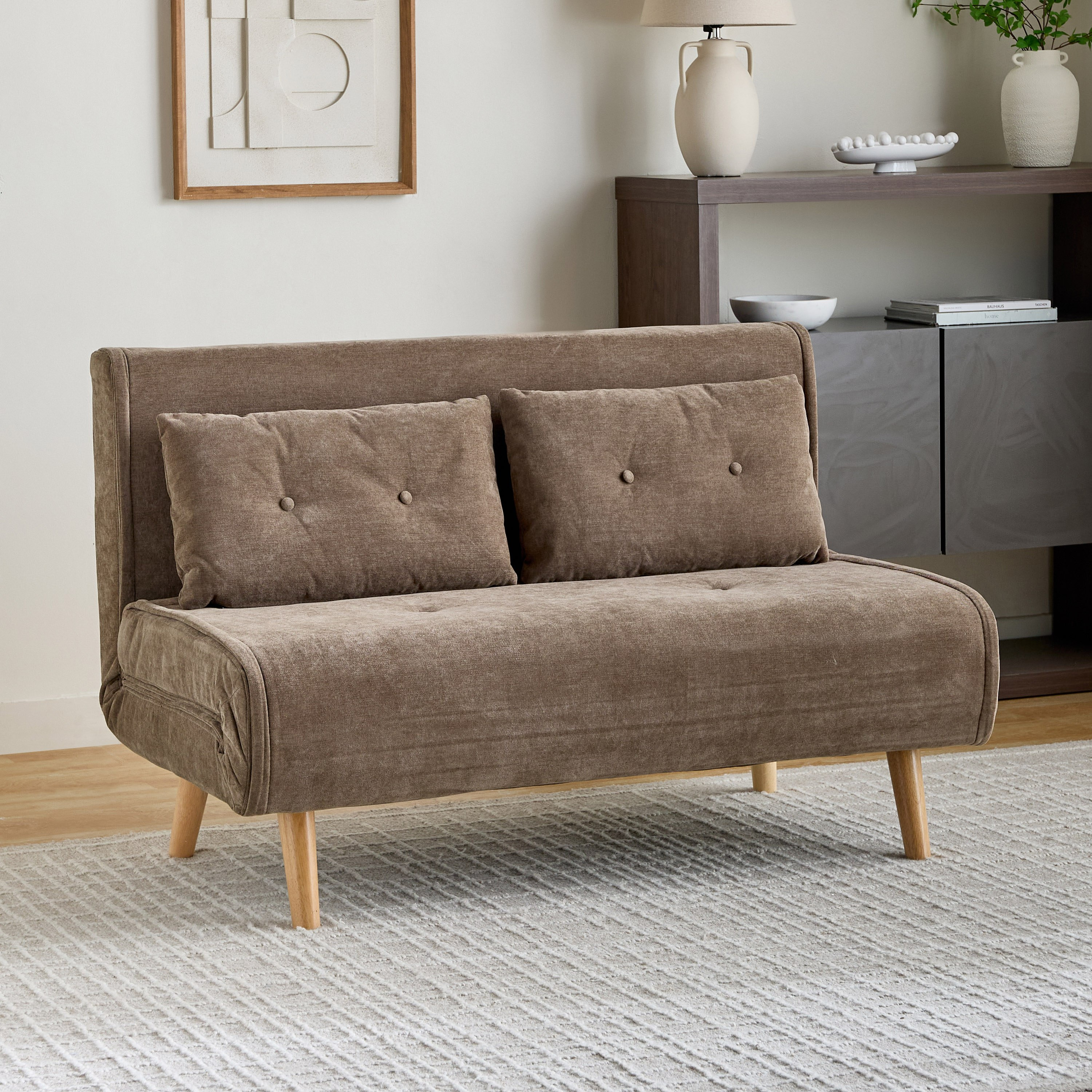 Movo Lisbon 2-Seater Fabric Sofa Bed with 2 Back Cushions-hbxfurniture-sofasandarmchairs-sofabeds-image-1