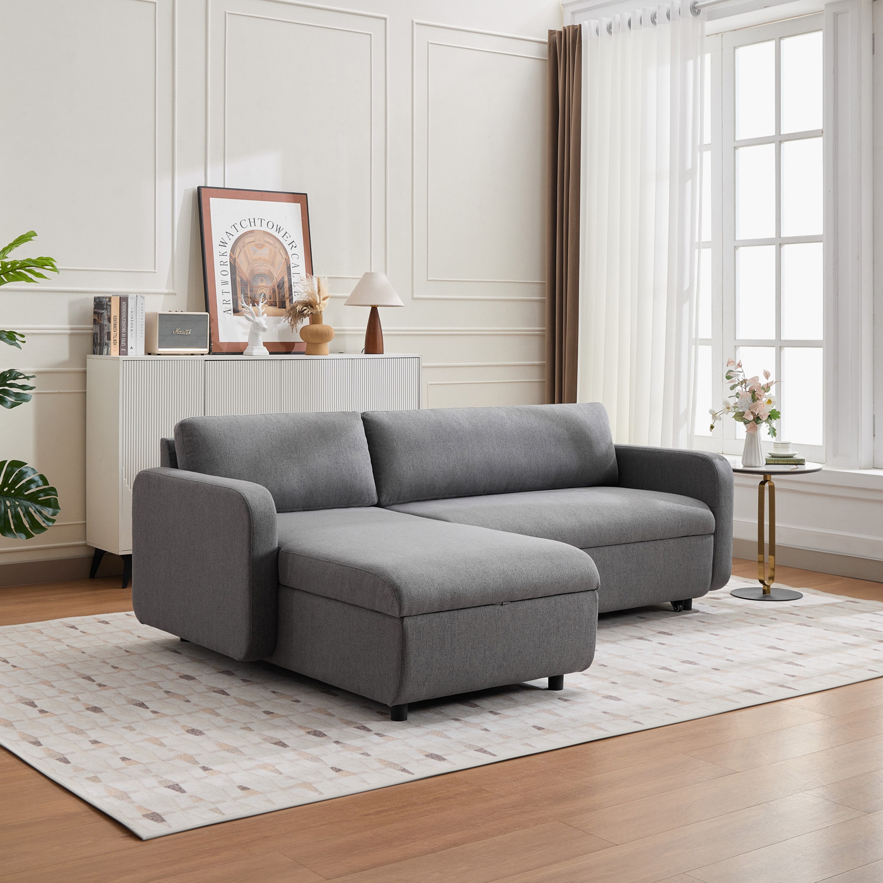 Rivano 3-Seater Reversible Fabric Corner Sofa Bed with Storage-hbxfurniture-sofasandarmchairs-sofabeds-image-2