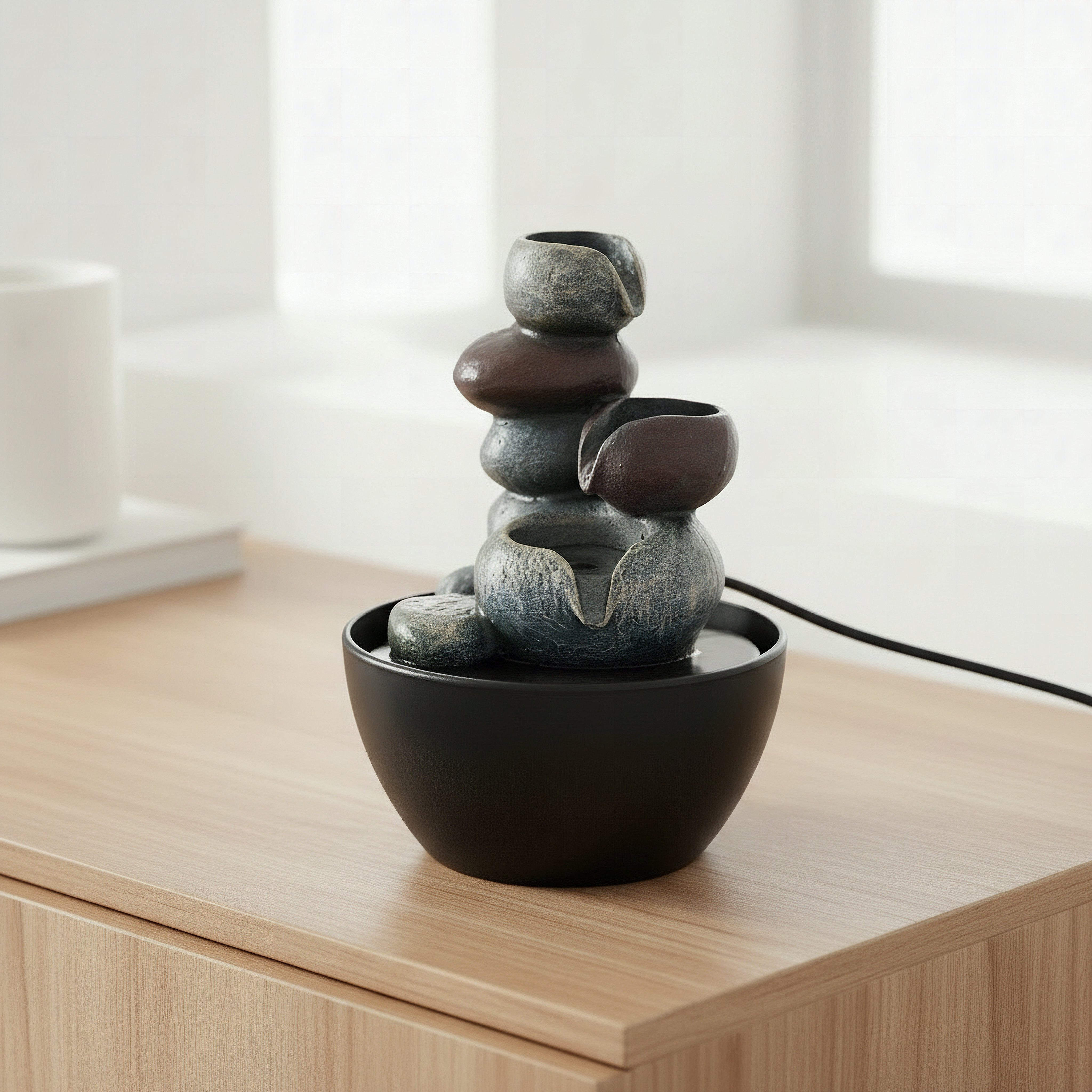 Cascadia Kyoto Mini Pebble Fountain - 13x13x18 cm-hbxhomeware-hbxdecorandfurnishings-image-1