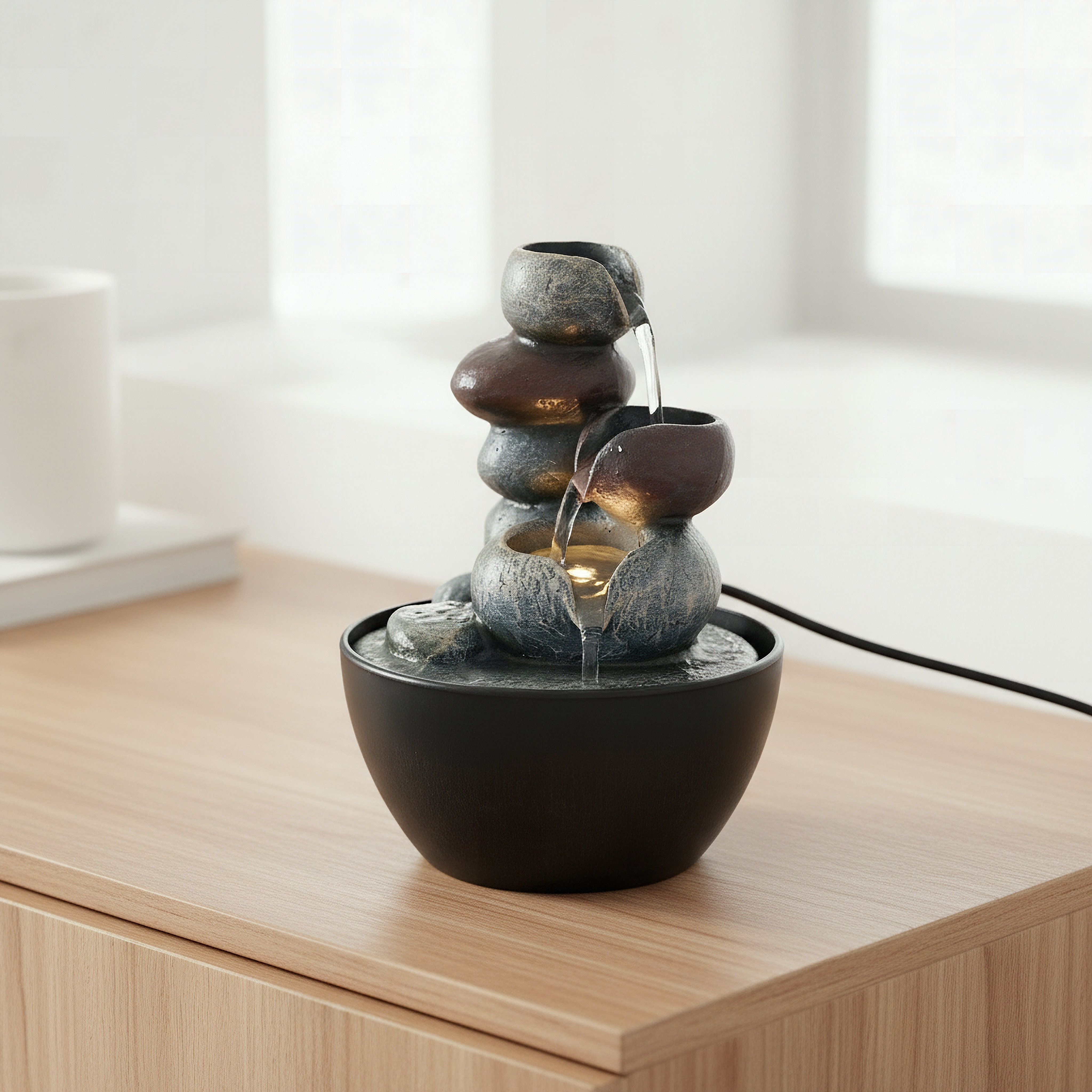 Cascadia Kyoto Mini Pebble Fountain - 13x13x18 cm-hbxhomeware-hbxdecorandfurnishings-image-2