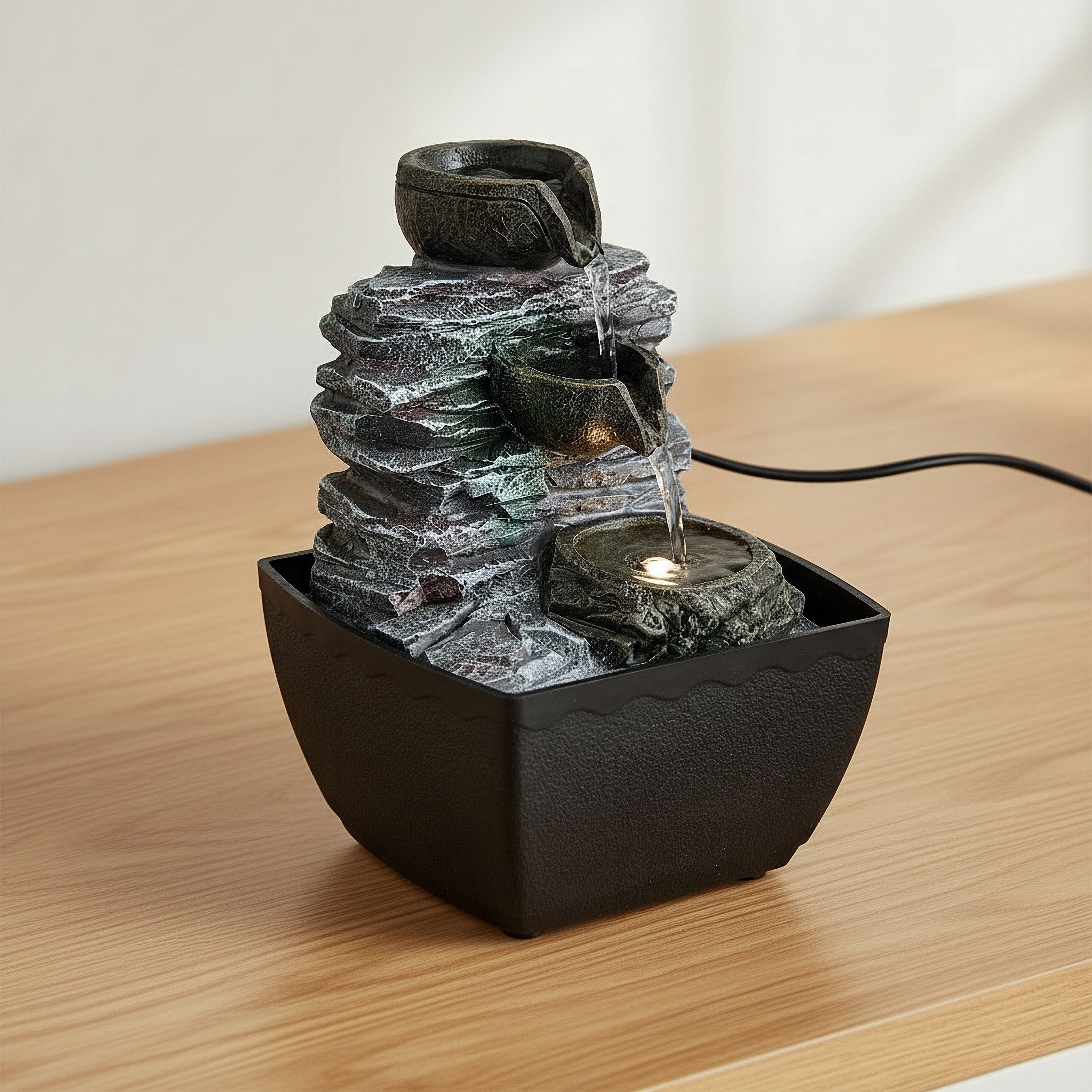 Cascadia Kyoto Mini Cascading Rock Fountain - 13x12x18 cm-hbxhomeware-hbxdecorandfurnishings-image-1