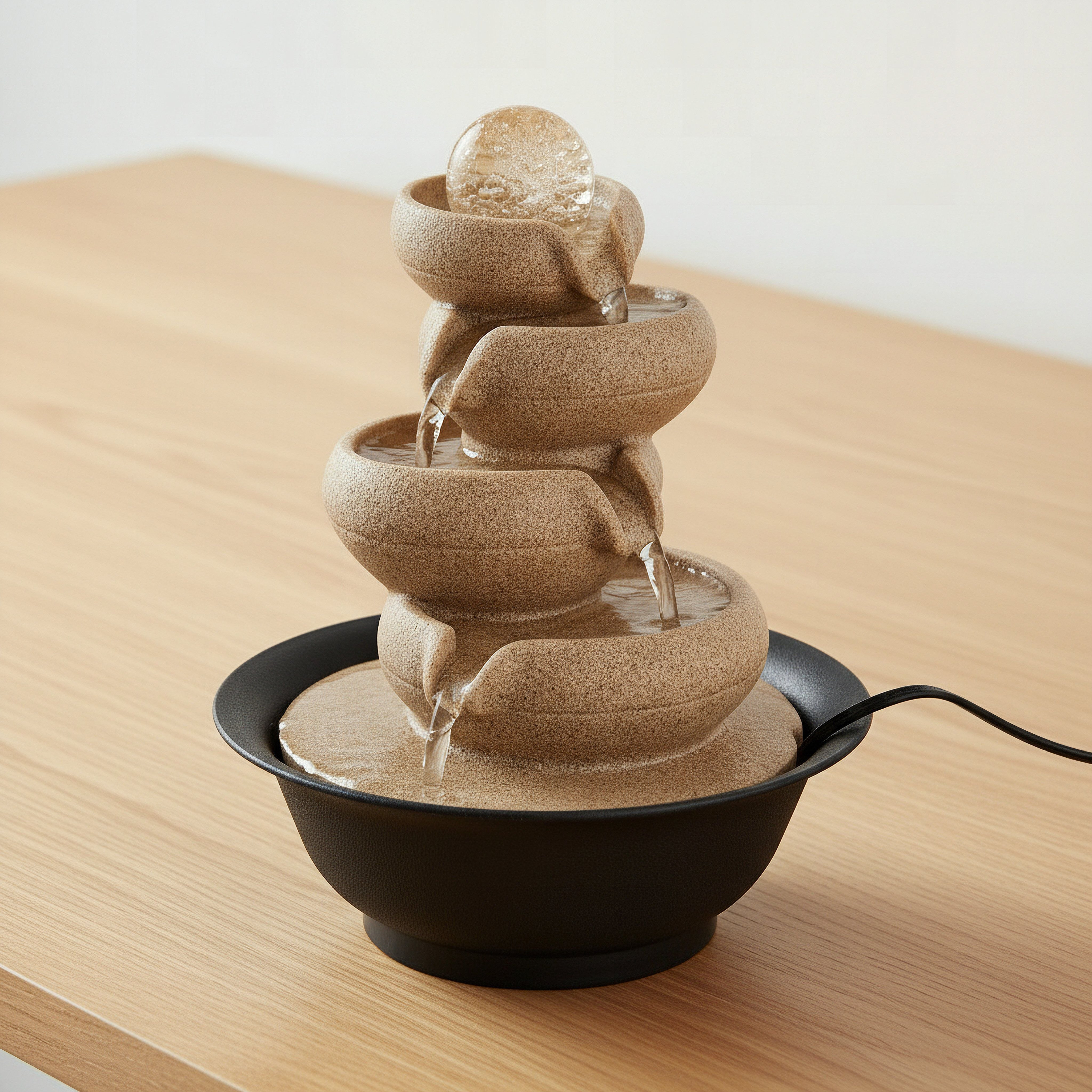 Belen Modern Fountain with Rolling Ball and LED Light - 21x21x26 cm-hbxhomeware-hbxdecorandfurnishings-image-1