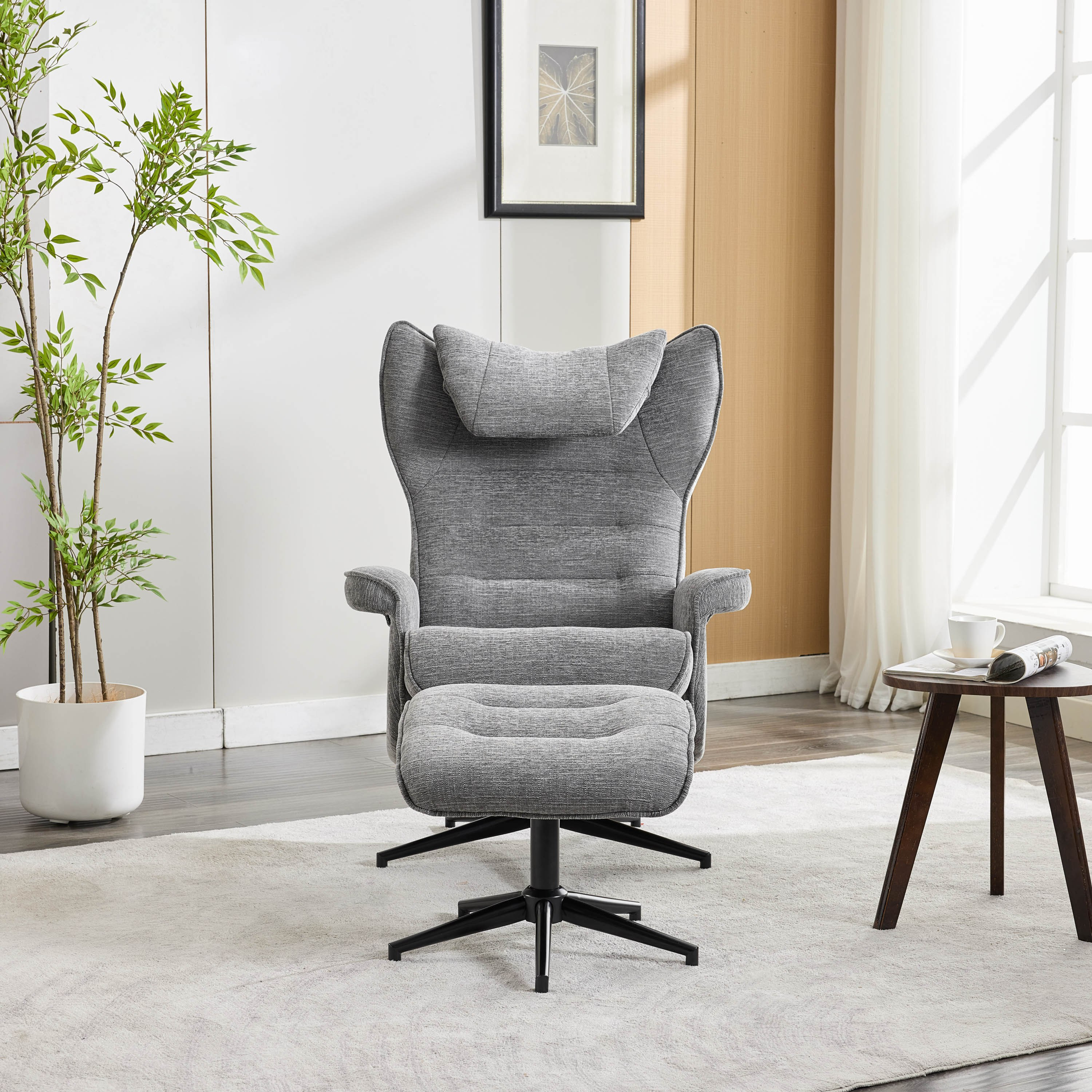 Movo Afton Fabric Swivel Armchair with Stool-hbxlivingroom-sofasandarmchairs-easychairs-image-3