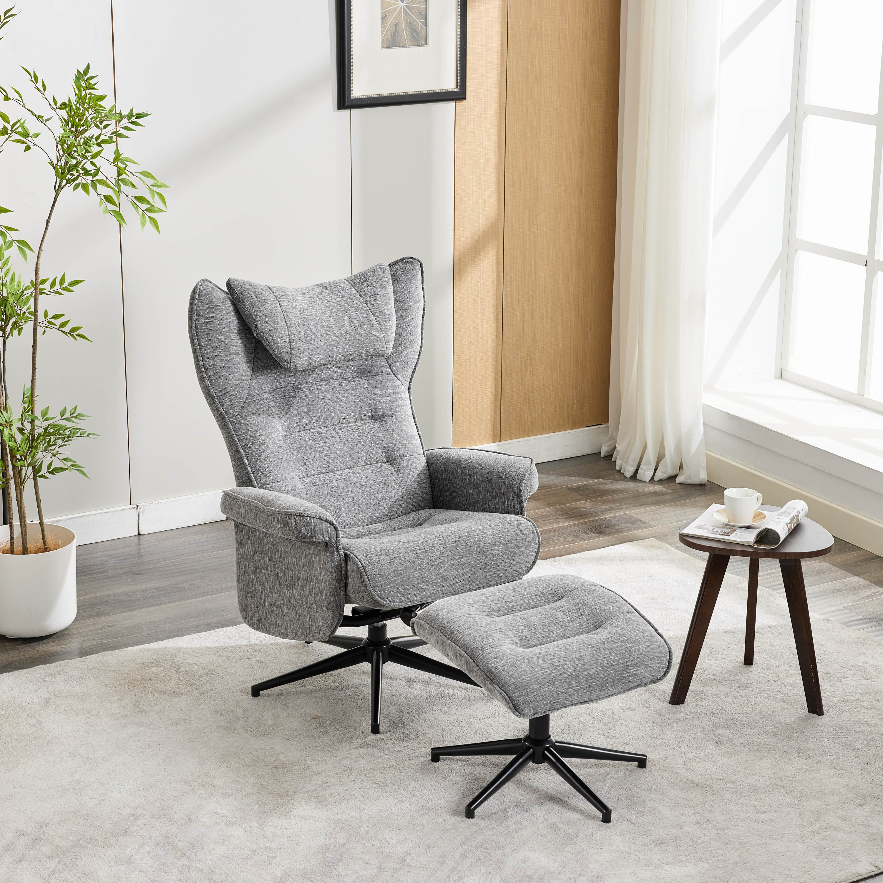 Movo Afton Fabric Swivel Armchair with Stool-hbxlivingroom-sofasandarmchairs-easychairs-image-4