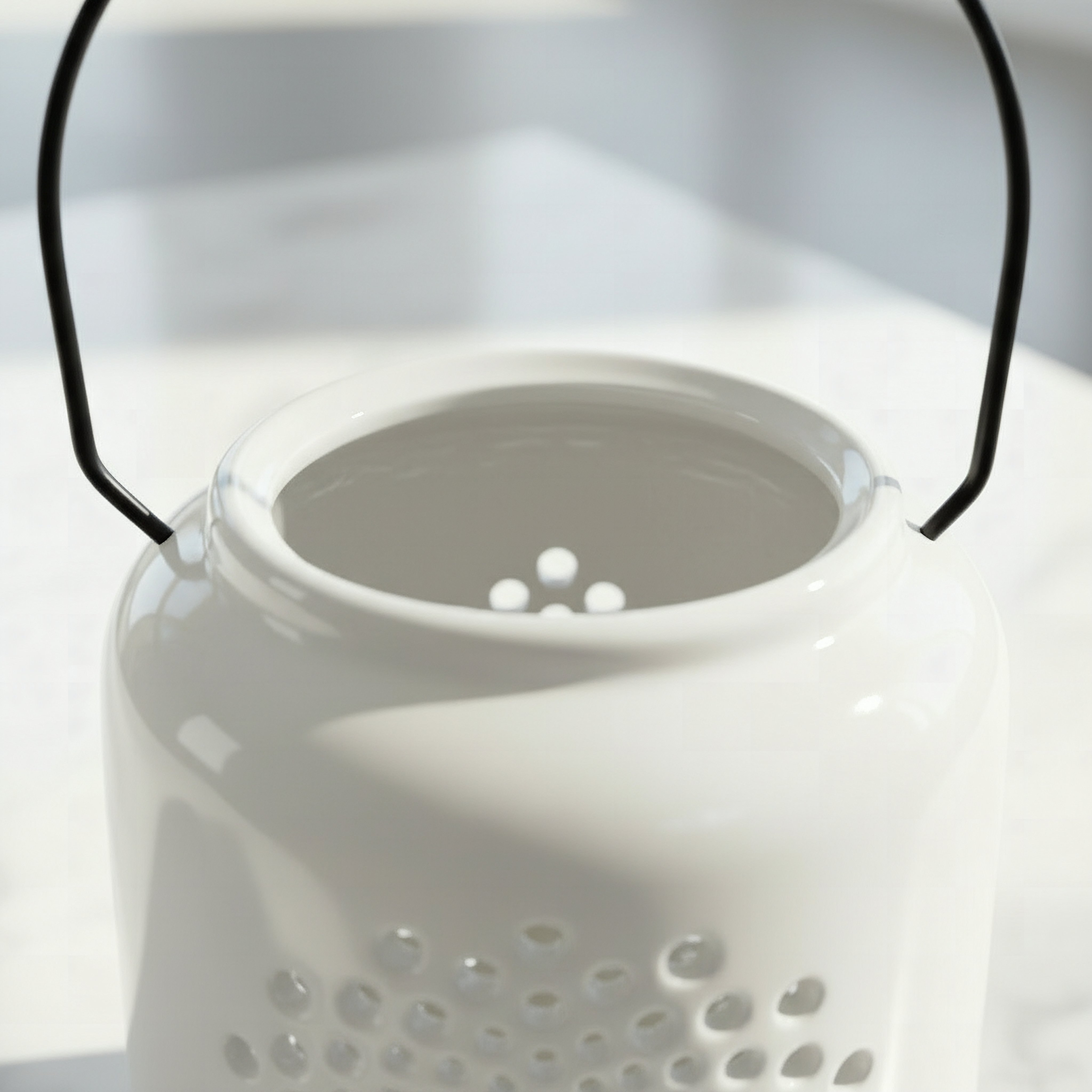 Opaline Mikasa Decorative Ceramic Lantern with Metal Handle - 10.8x10.8x12.8 cm-hbxdecorandfurnishings-homeaccessories-lanterns-image-3