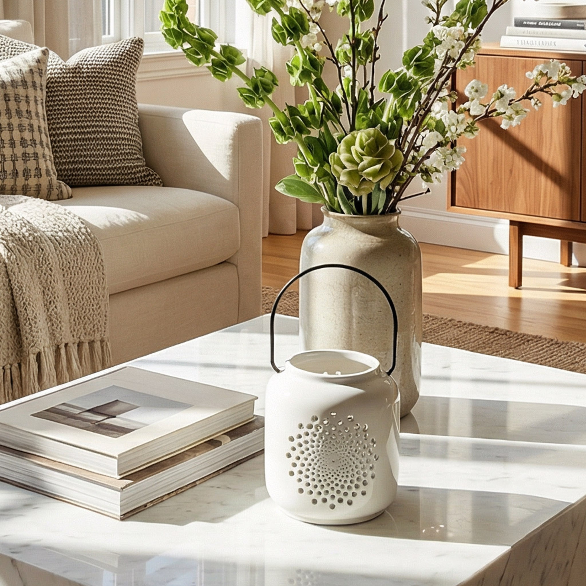 Opaline Mikasa Decorative Ceramic Lantern with Metal Handle - 10.8x10.8x12.8 cm-hbxdecorandfurnishings-homeaccessories-lanterns-image-5