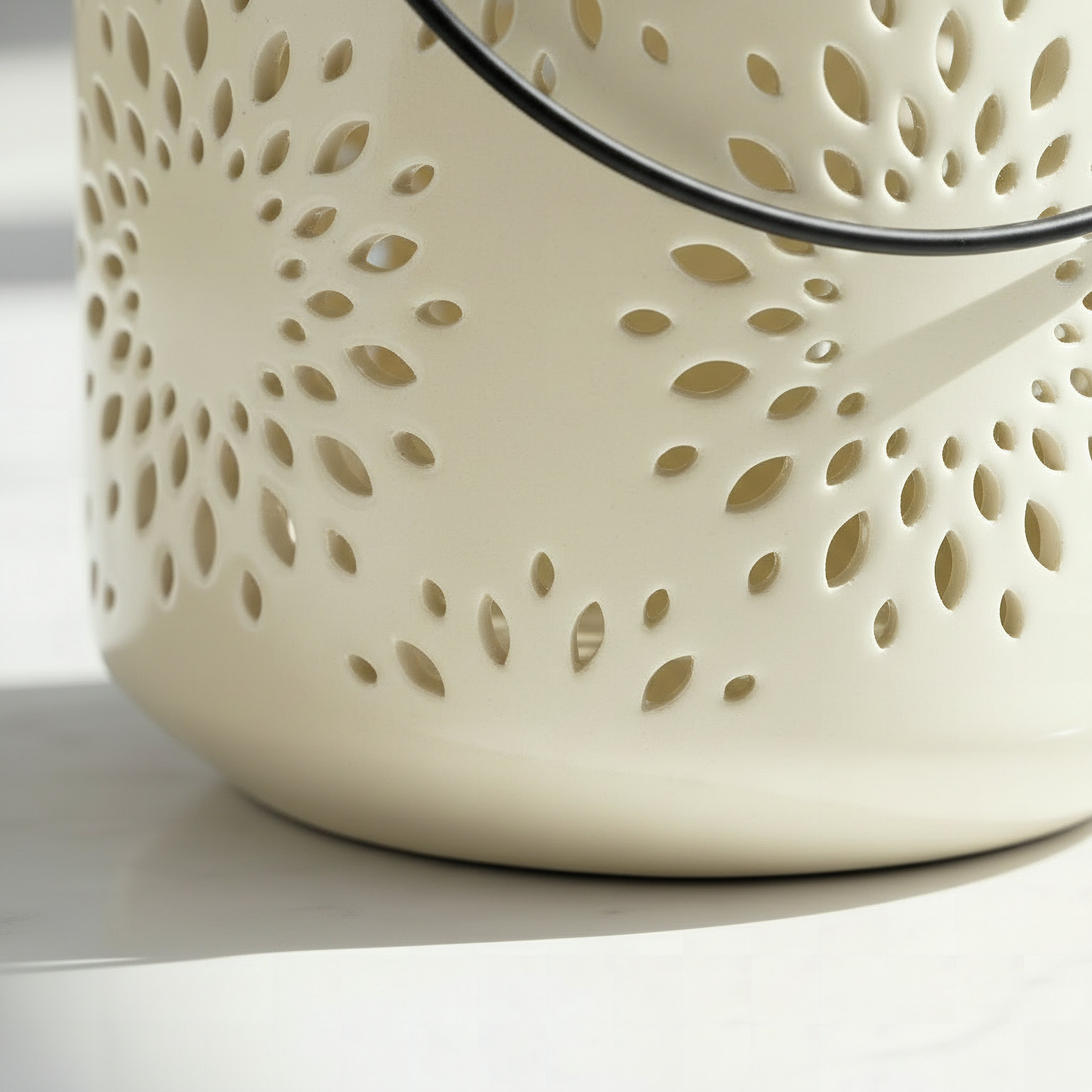 Opaline Mikasa Decorative Ceramic Lantern with Metal Handle - 12.8x12.8x13 cm-hbxdecorandfurnishings-homeaccessories-lanterns-image-4