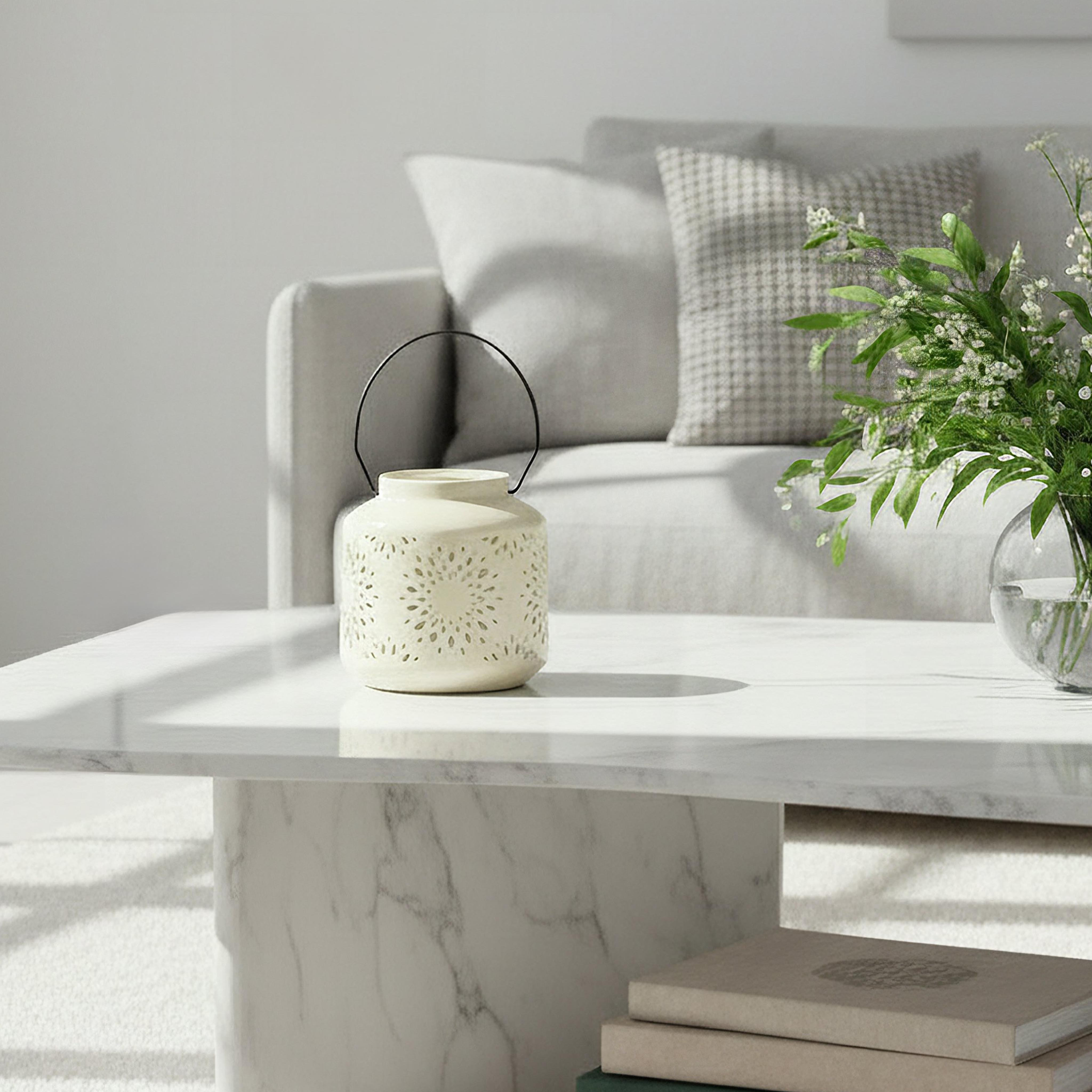 Opaline Mikasa Decorative Ceramic Lantern with Metal Handle - 12.8x12.8x13 cm-hbxdecorandfurnishings-homeaccessories-lanterns-image-5