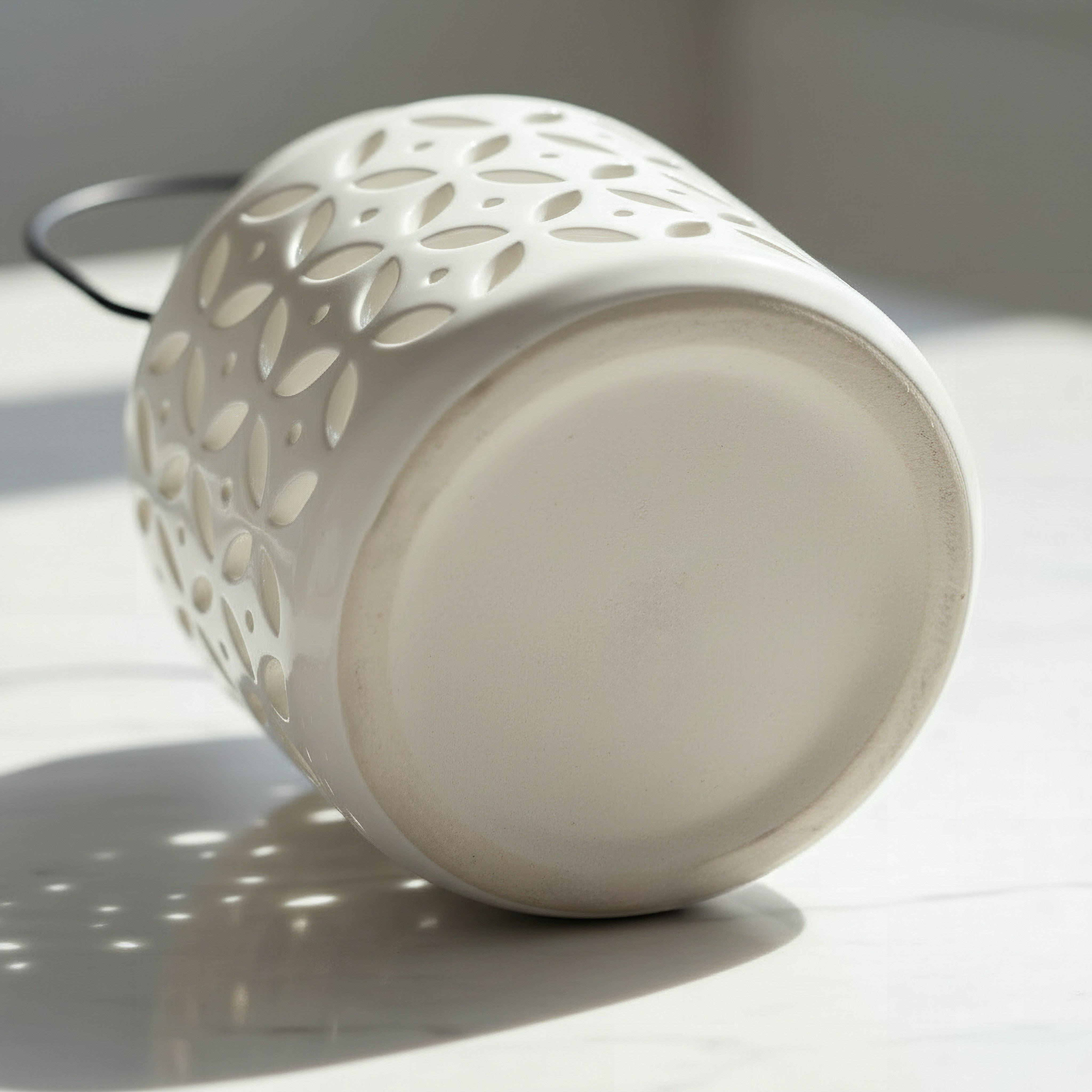 Opaline Mikasa Decorative Ceramic Lantern with Metal Handle - 10.8x10.8x12.8 cm-hbxdecorandfurnishings-homeaccessories-lanterns-image-4