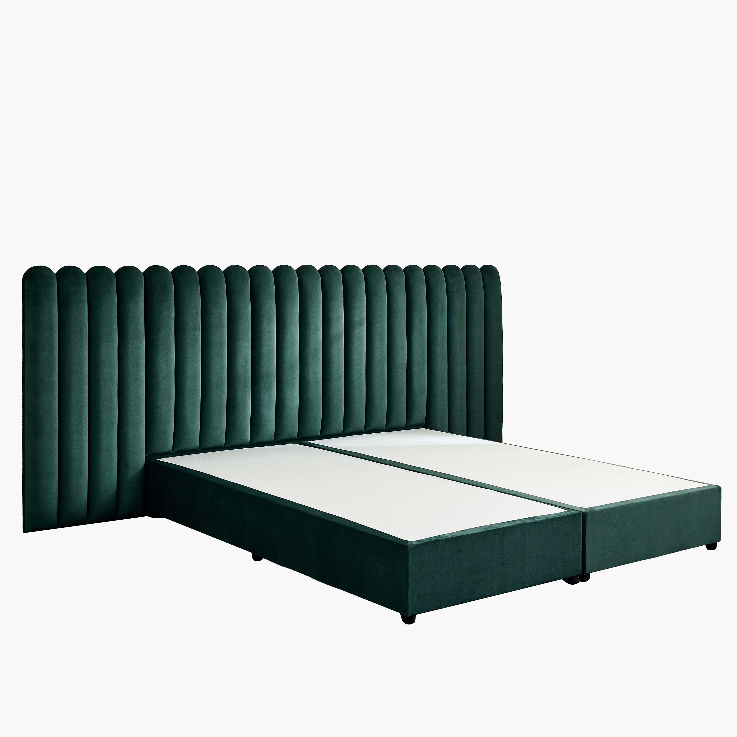 Curvy Brooks Extended Headboard Queen Upholstered Bed - 160x200 cm-hbxbedroom-bedsandbedsets-beds-queen-image-10