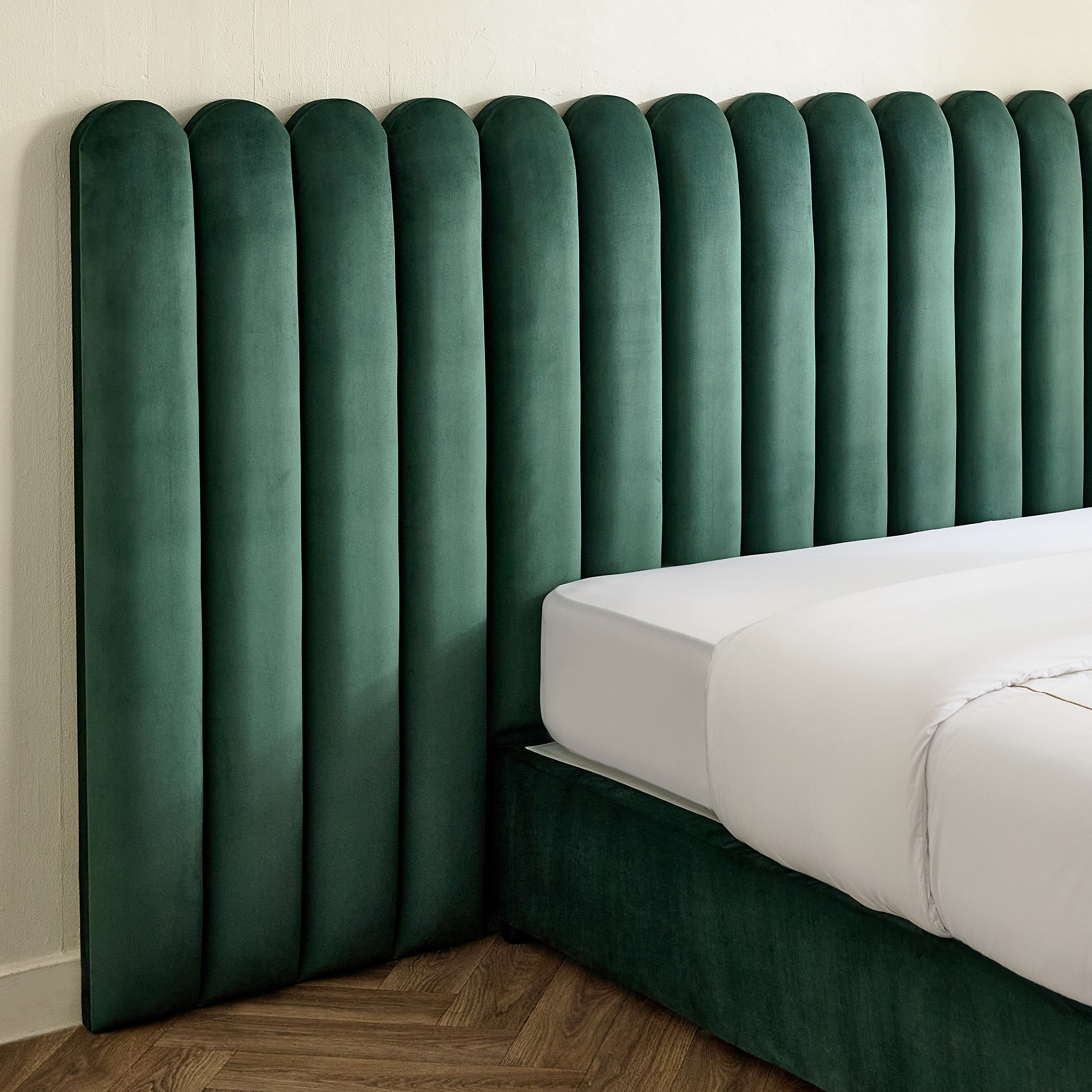 Curvy Brooks Extended Headboard Queen Upholstered Bed - 160x200 cm-hbxbedroom-bedsandbedsets-beds-queen-image-3