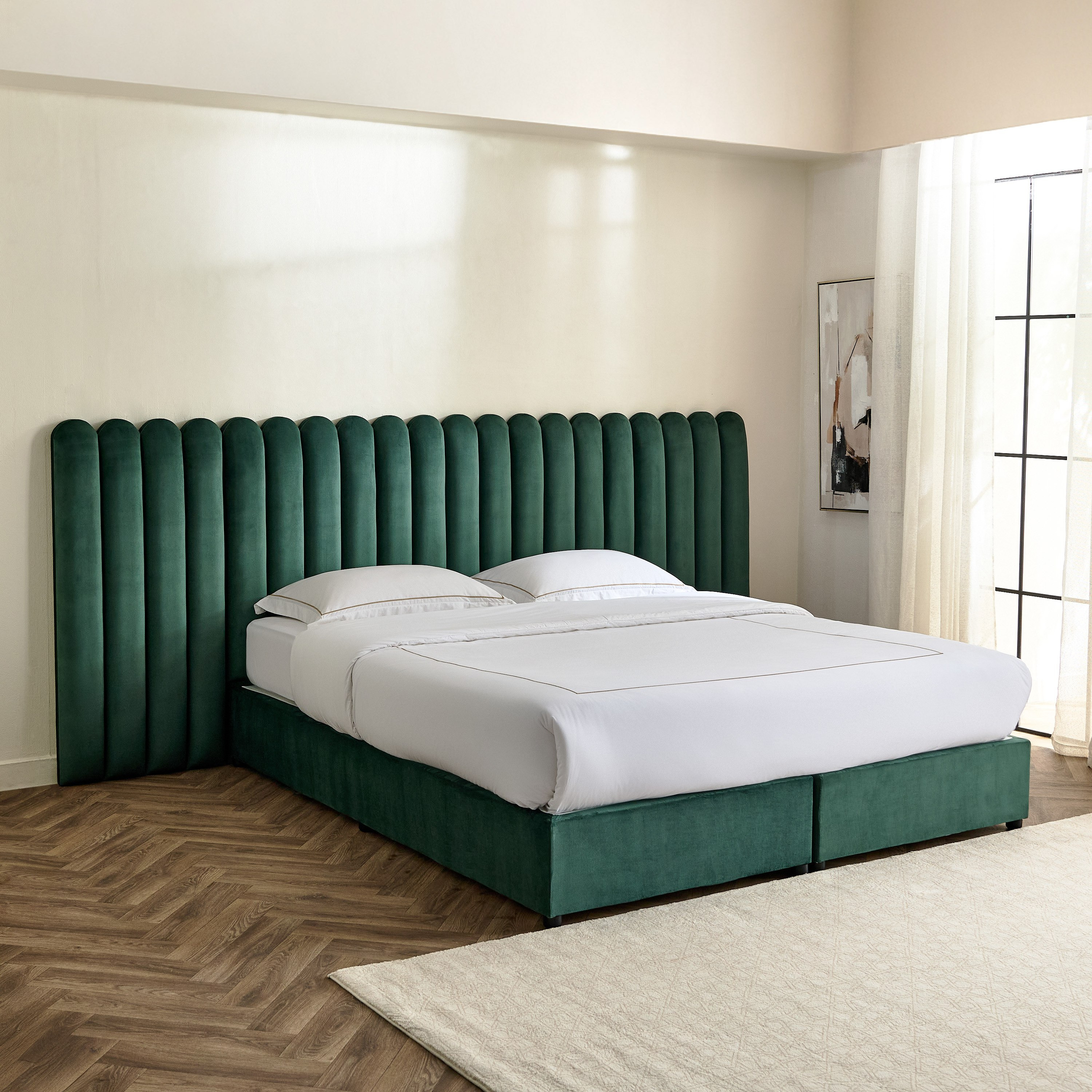 Curvy Brooks Extended Headboard King Upholstered Bed - 180x200 cm-PROMO_HB_UAE_HBX10_250526-image-1