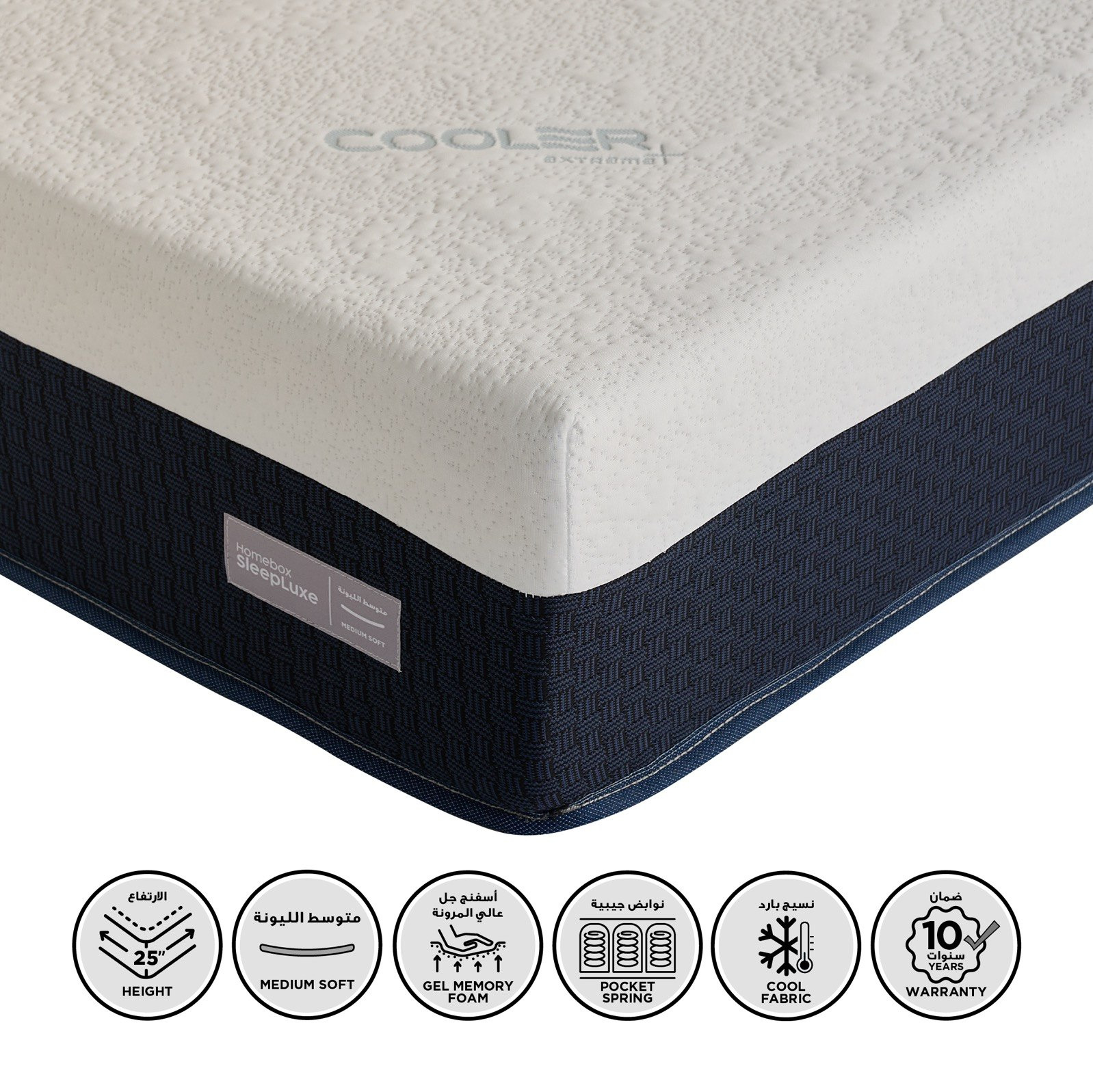 iSleep Luxe iCool Gel Pro Visco Memory Foam Medium Soft Pocket Spring Single Mattress - 90x190x25 cm-hbxfurniture-bedroom-mattresses-single-image-1
