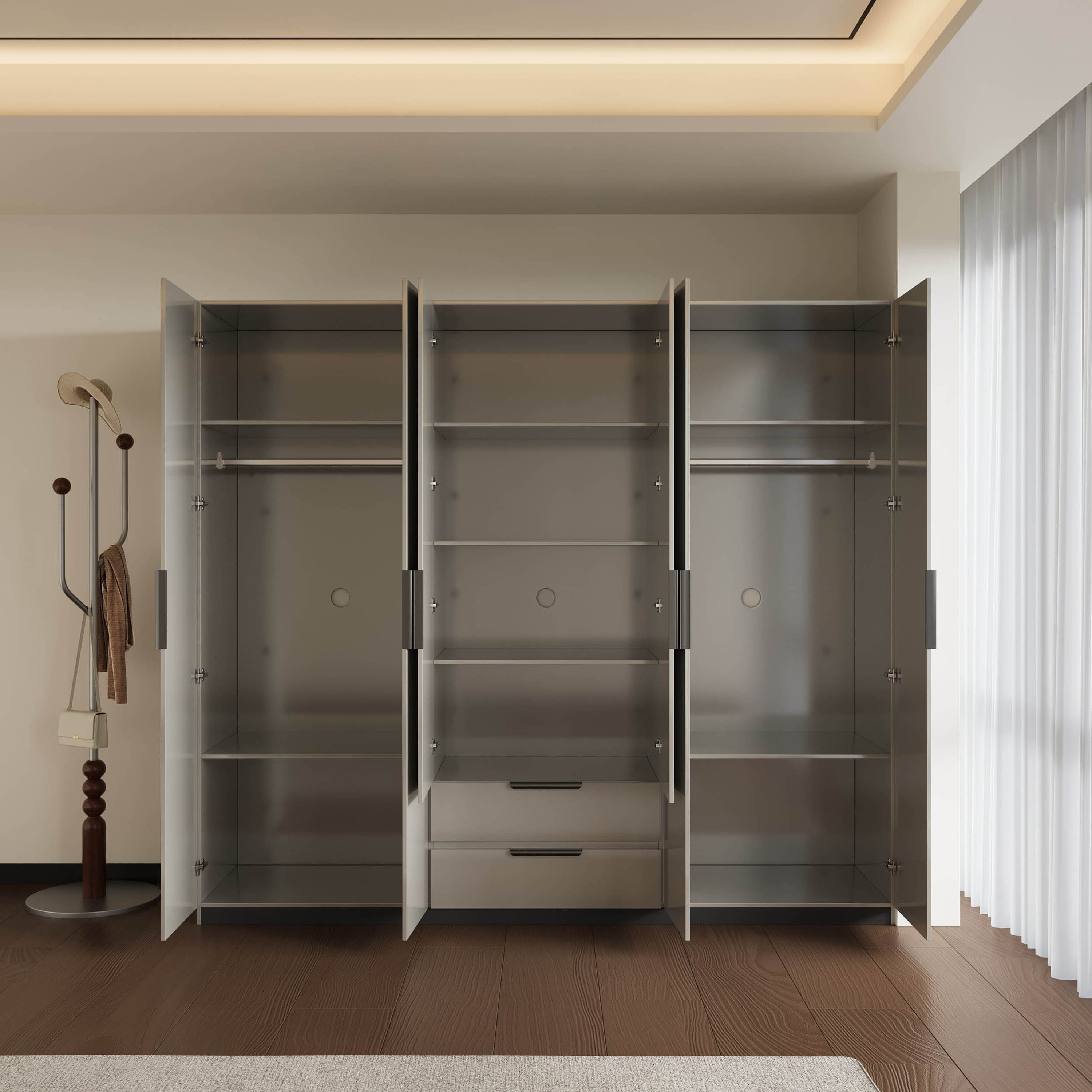 خزانة 6 أبواب ودرجين مع 2 مرآة من لينتون-hbxfurniture-wardrobes-image-2