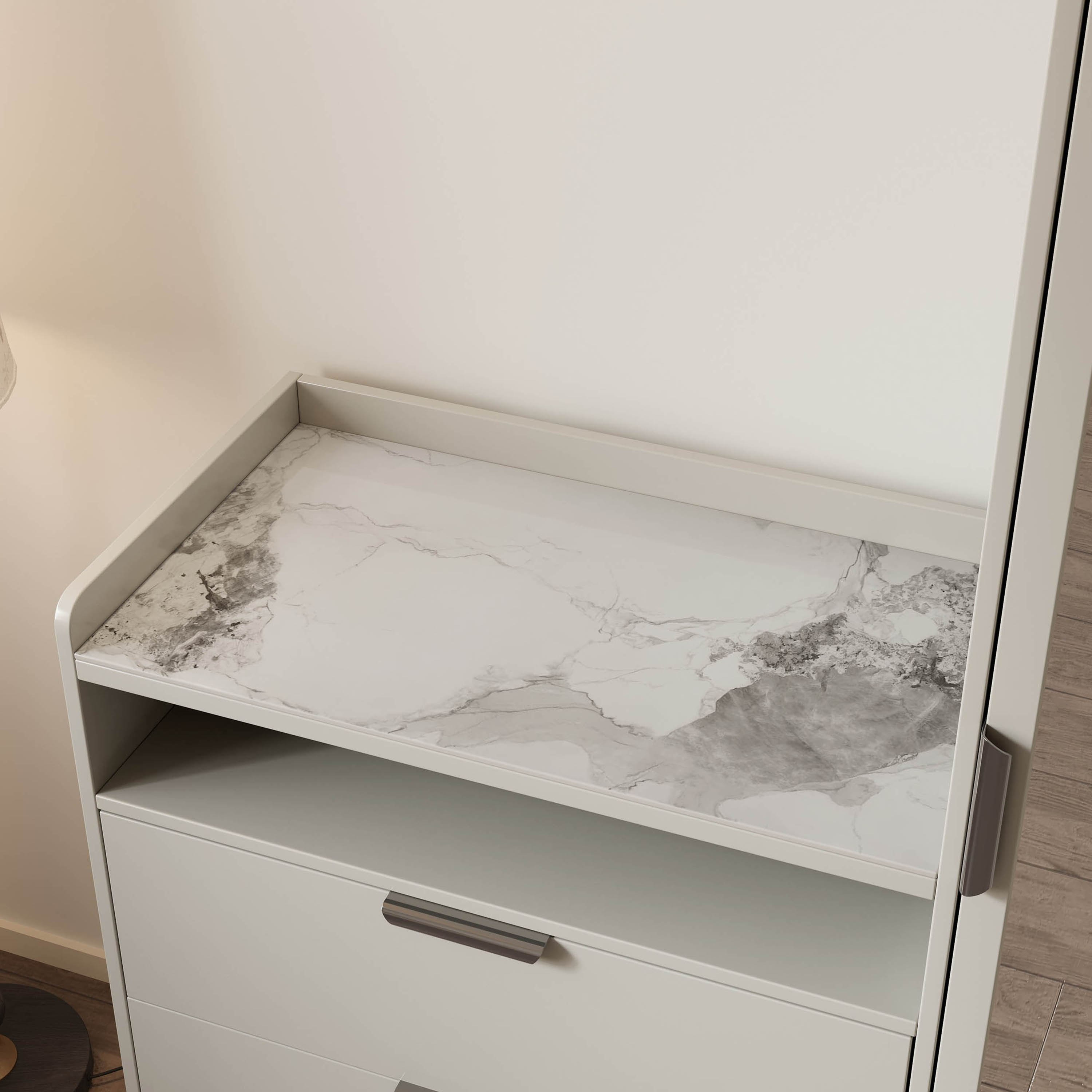 طقم غرفة نوم كينج منجد بسطح حجر ملبد 5 قطع من لينتون - 180x200 سم-hbxbedroom-bedsandbedsets-bedroomsets-king-image-10