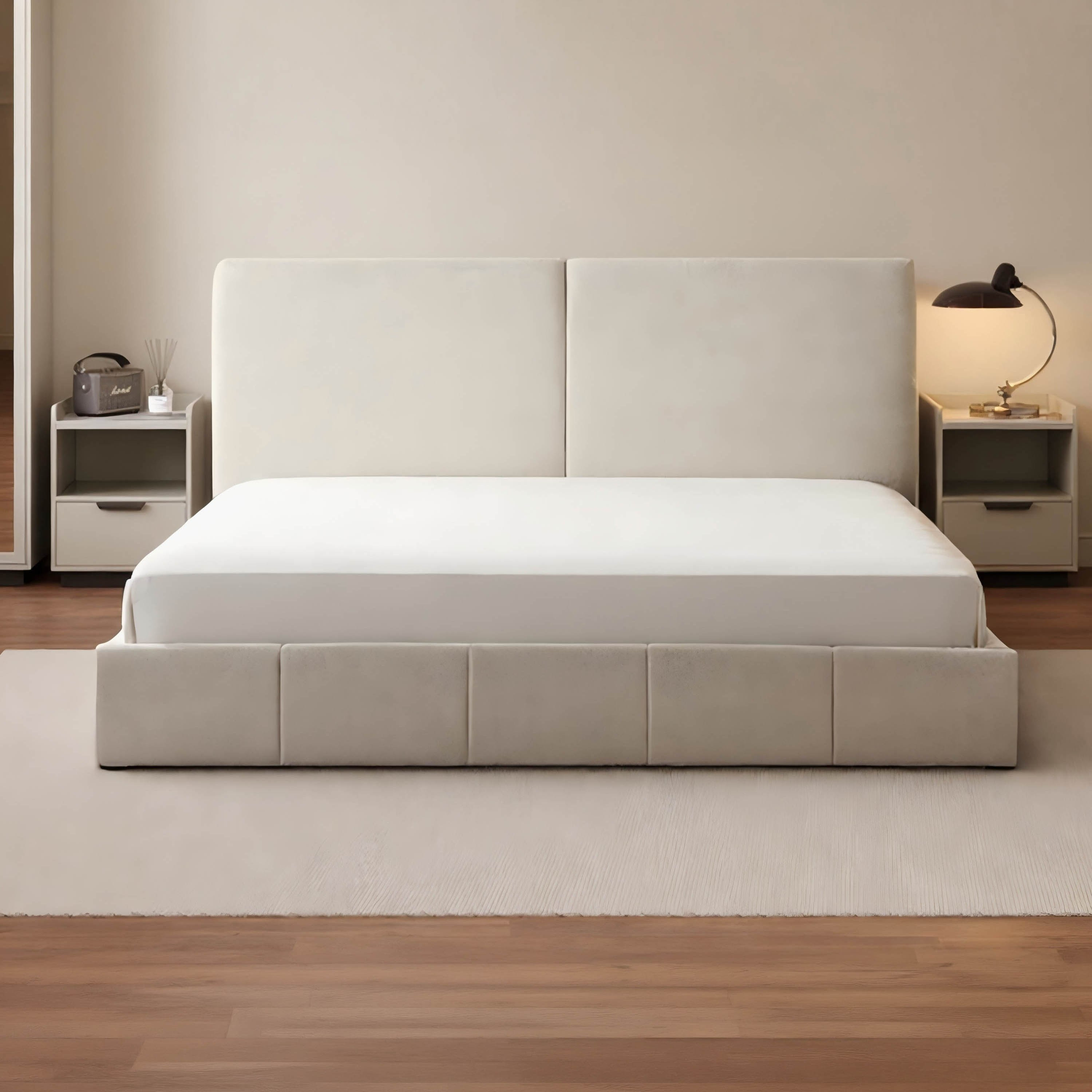 طقم غرفة نوم كينج منجد بسطح حجر ملبد 5 قطع من لينتون - 180x200 سم-hbxbedroom-bedsandbedsets-bedroomsets-king-image-11