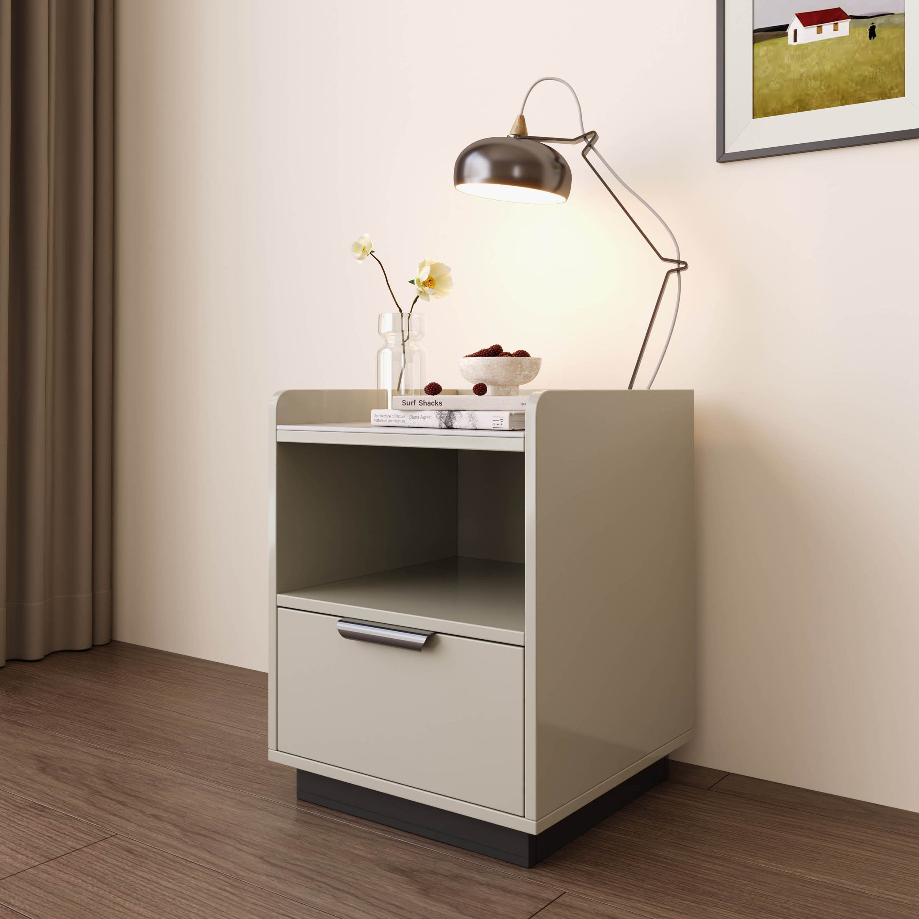 طقم غرفة نوم كينج منجد بسطح حجر ملبد 5 قطع من لينتون - 180x200 سم-hbxbedroom-bedsandbedsets-bedroomsets-king-image-3