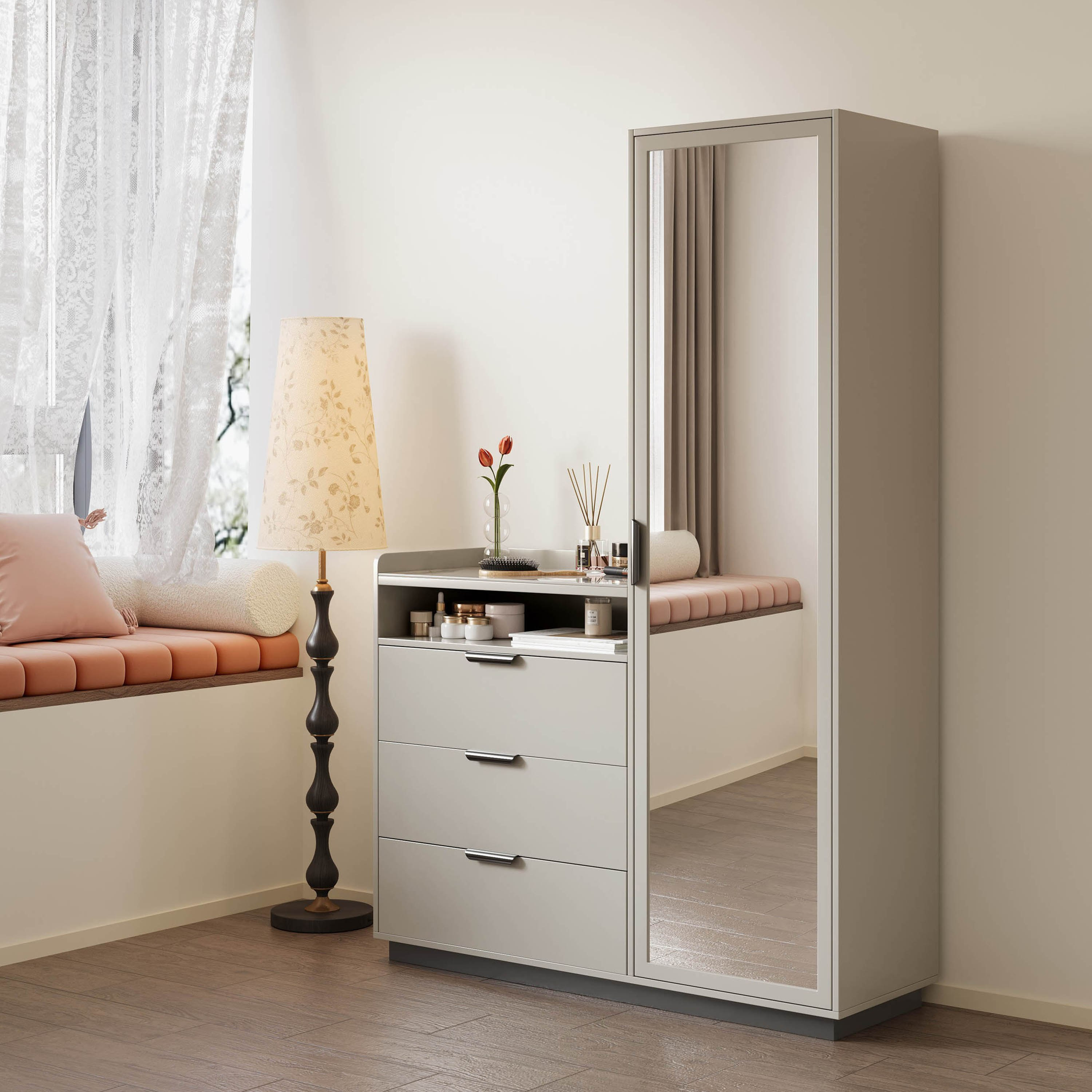 طقم غرفة نوم كينج منجد بسطح حجر ملبد 5 قطع من لينتون - 180x200 سم-hbxbedroom-bedsandbedsets-bedroomsets-king-image-7